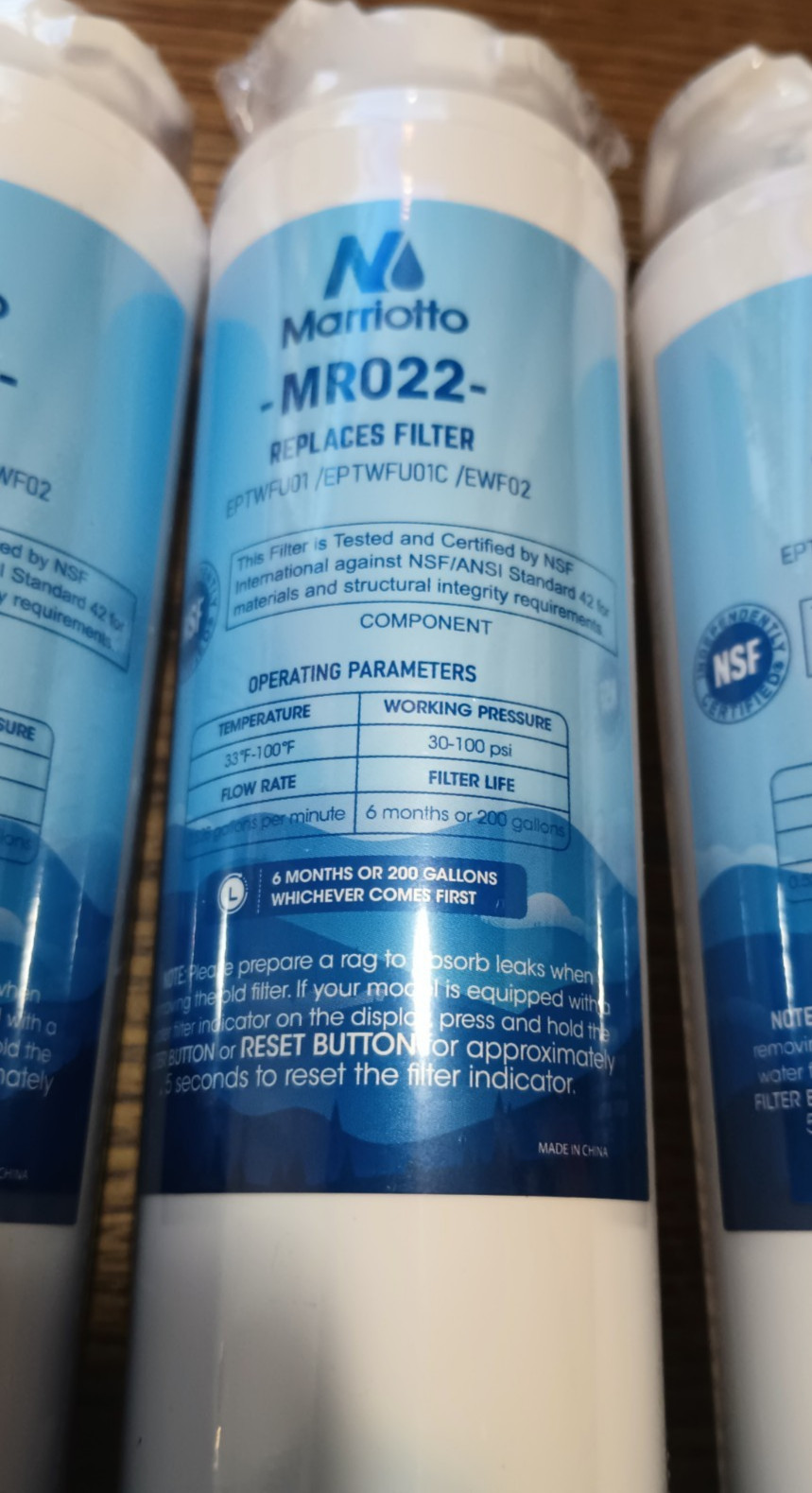 Marriotto MR022 Replacement Water Filter – Pack Of 3 – New Sealed