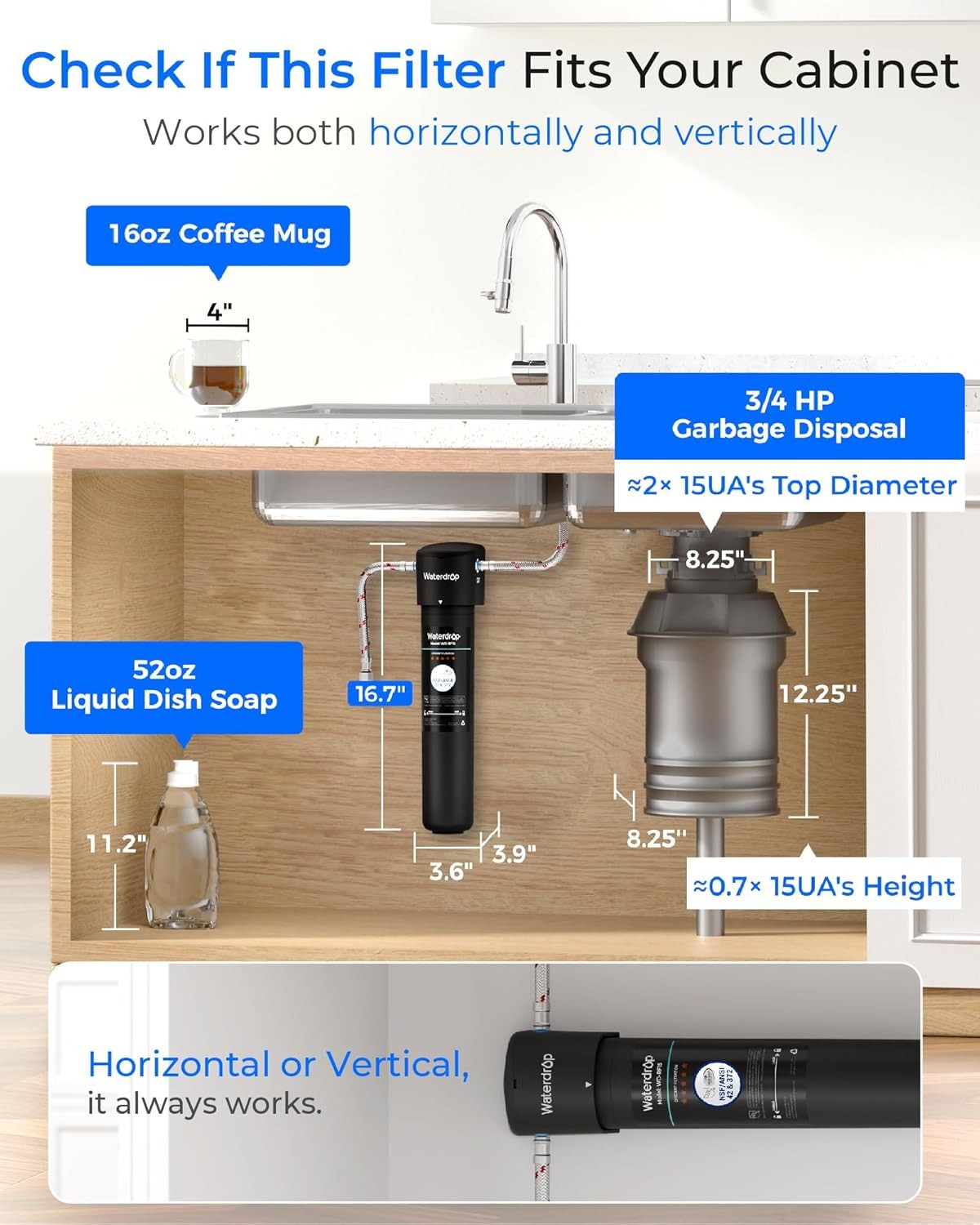 15UA under Sink Water Filter System, 2 Years, Reduces Lead, Chlorine, Bad Taste