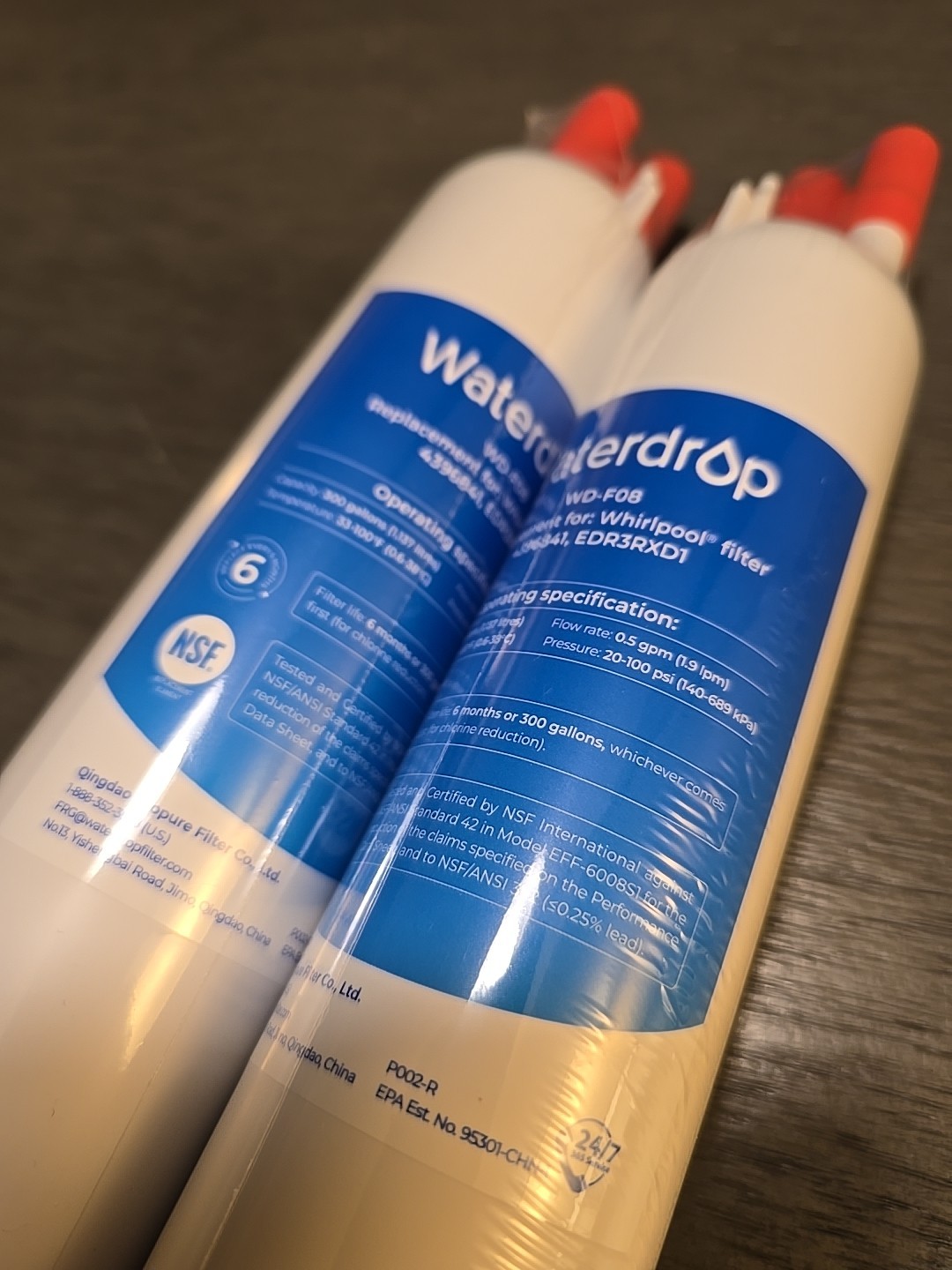 2x – WD-F08 Waterdrop Replacement Refrigerator Water Filters – Brand New Sealed