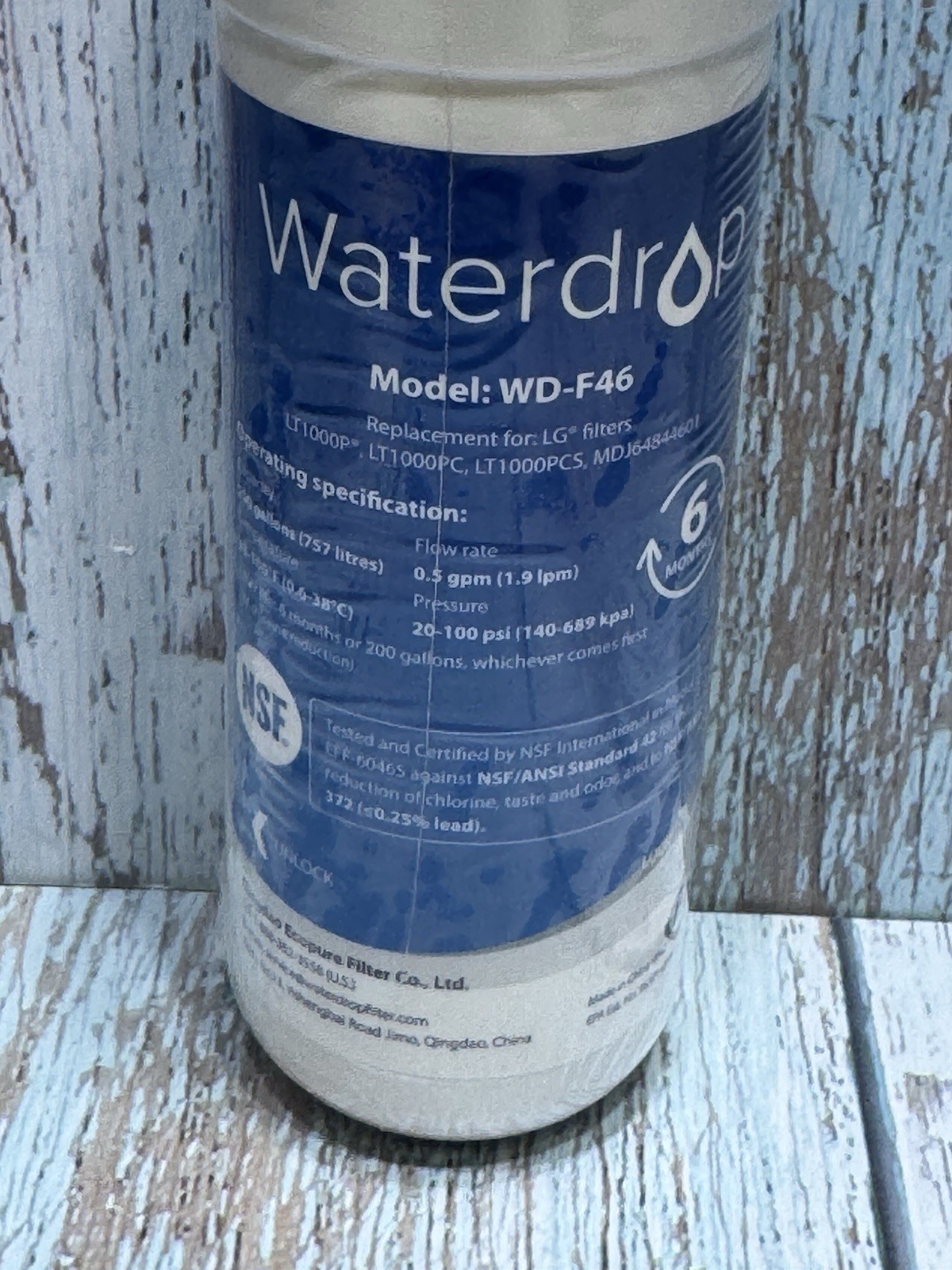 Waterdrop Model WD-F46 Refrigerator Water Filter Replacement