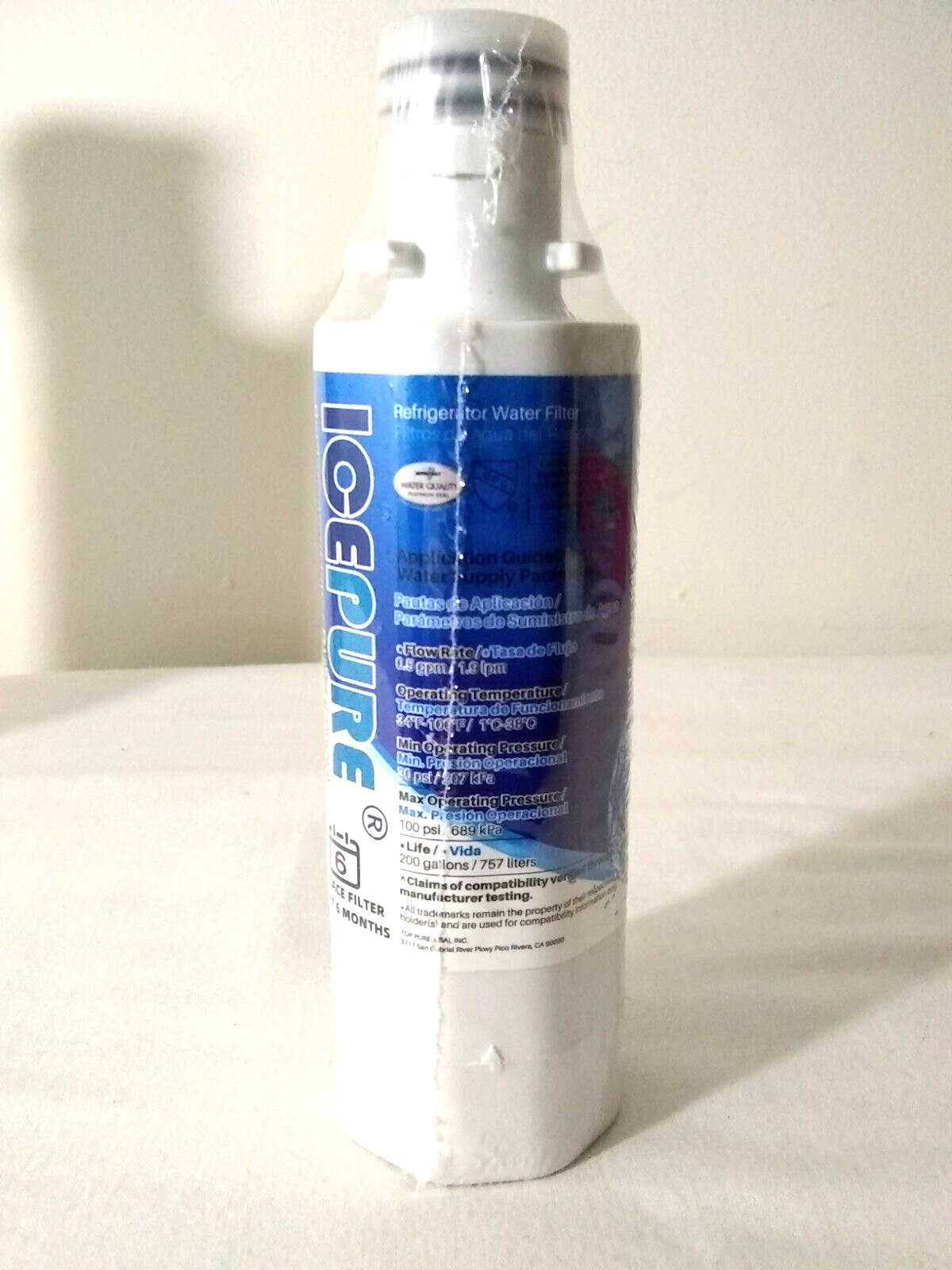 Ice Pure Refrigerator Water Filter Replacement Filter #RWF4700A New