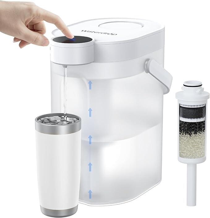 Waterdrop FreshTaste Electric Water Filter Pitcher, Rechargeable Powerful Dispen