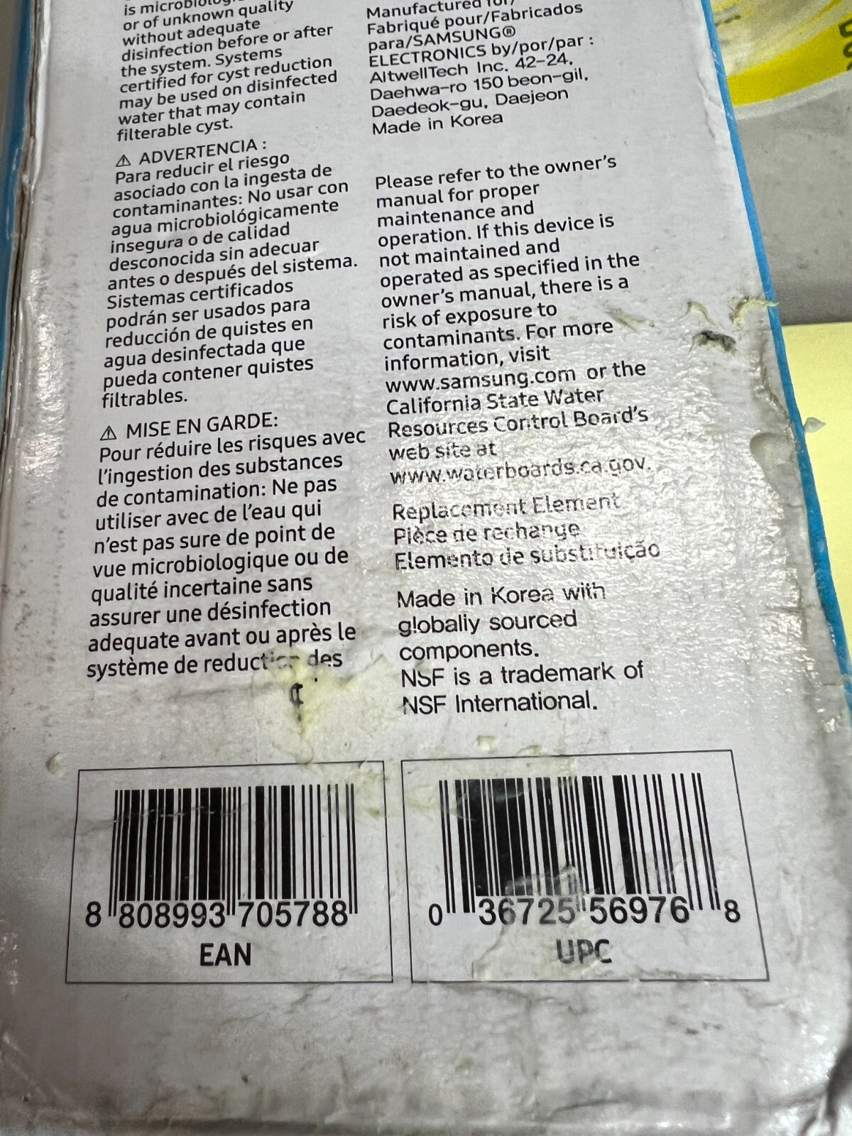Samsung Genuine OEM Refrigerator Water Filter HAF-CIN/EXP DA29-00020B