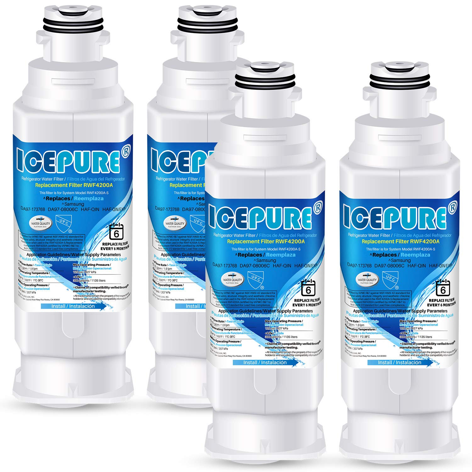 Fit For Samsung DA97-17376B, RF23M8070SR RF23M8070SG RF23M8090SG Water Filter 4p