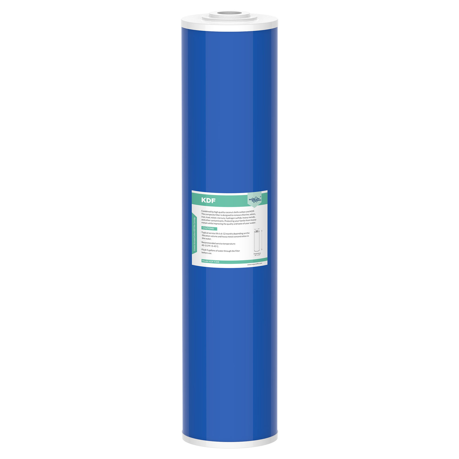 20″x4.5″ KDF GAC Big Blue Whole House Water Filter Reduce Heavy Metals Iron Lead