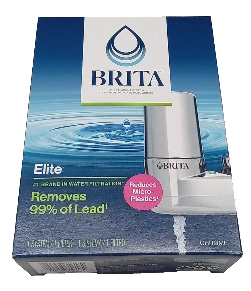 New Sealed Brita Elite Water Faucet Filtration Mount System Chrome