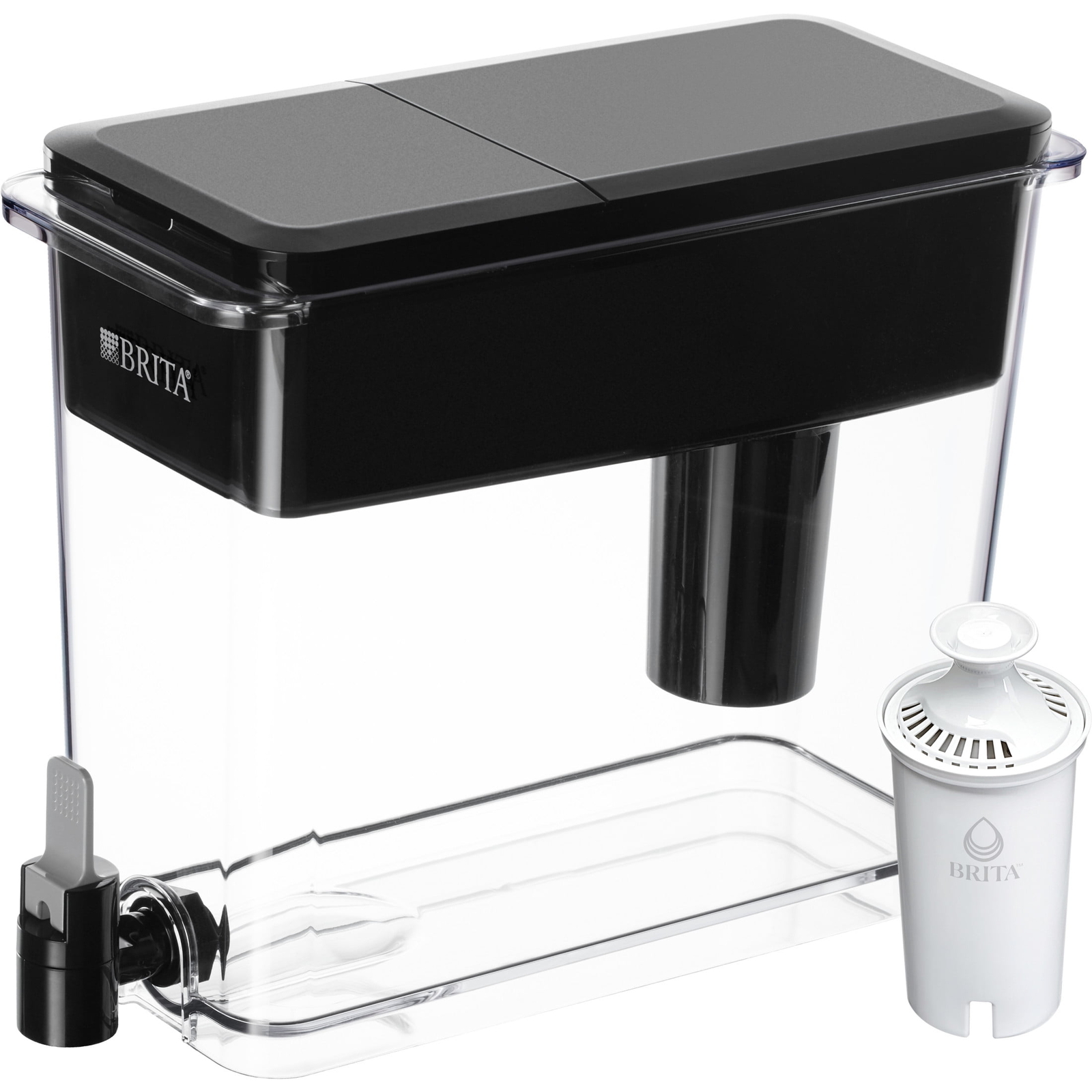 Brita Extra Large Ultramax 27 Cup Black Filtered Water Dispenser with 1 Standard