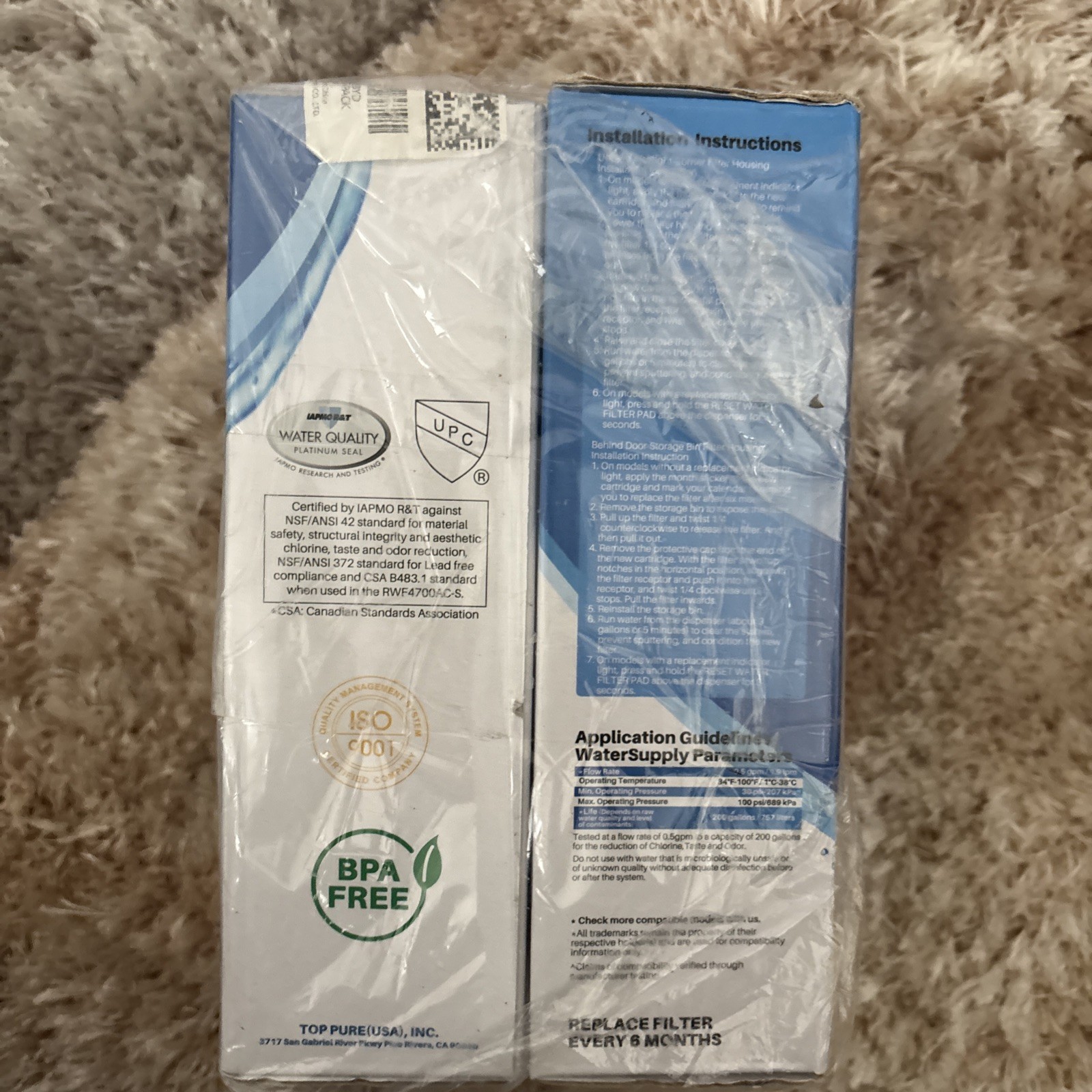 Lot Of 4 RWF4700AC Fits LT1000P, ADQ747935, LMXS28626D, LMXS30796S water filters