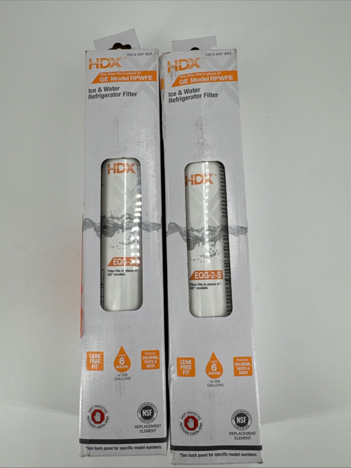 Lot of 2 HDX EQG-2-S Refrigerator Water Filter for GE Model RPWFE Fast Shipping.