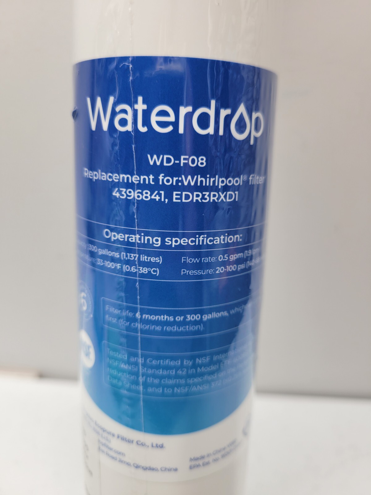NEW Sealed Waterdrop WD-F08 Refrigerator Water Filter For Whirlpool