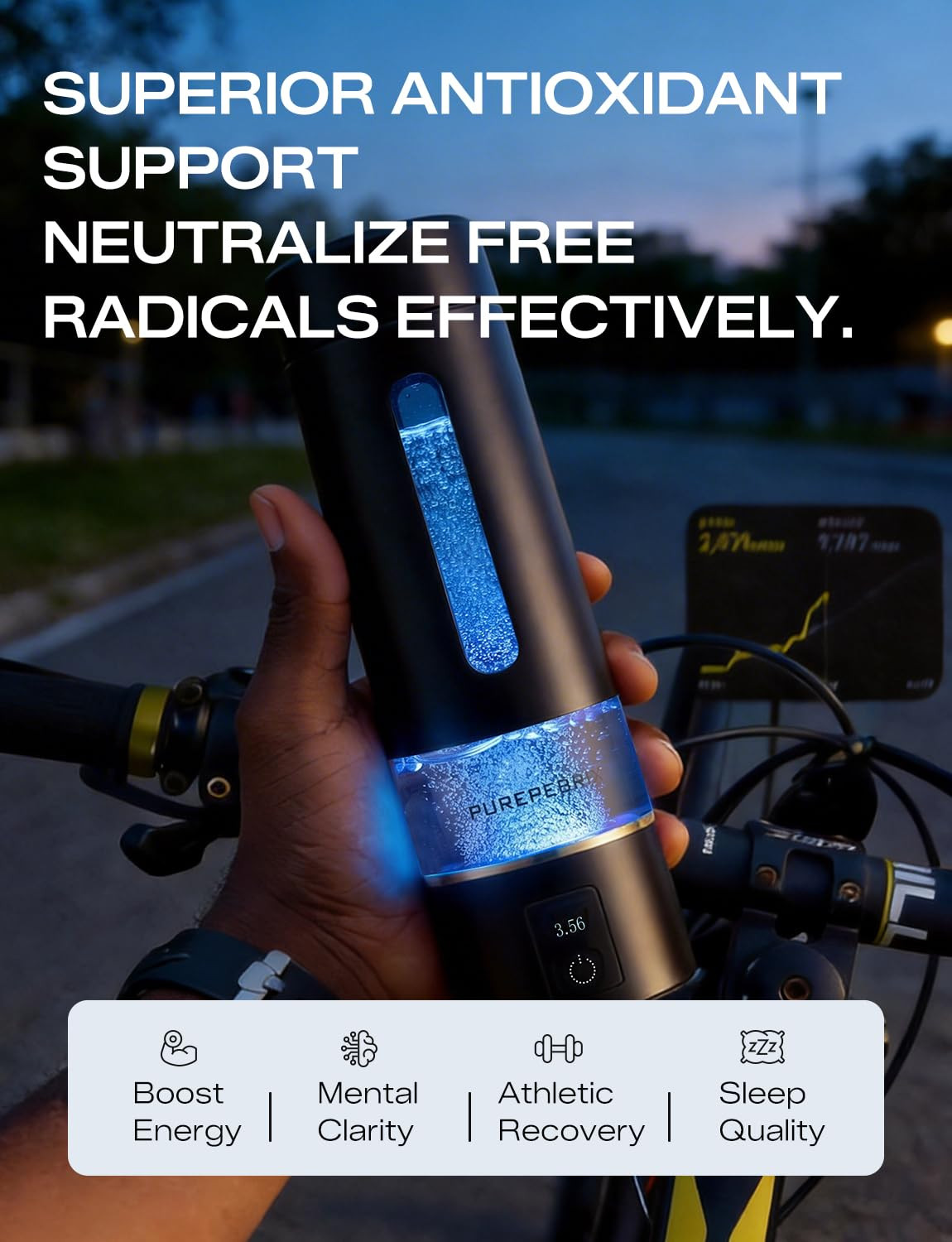 Hydrogen Water Bottle Generator-Up to 8100 PPB Molecular Hydrogen, 12-Hour Hydro