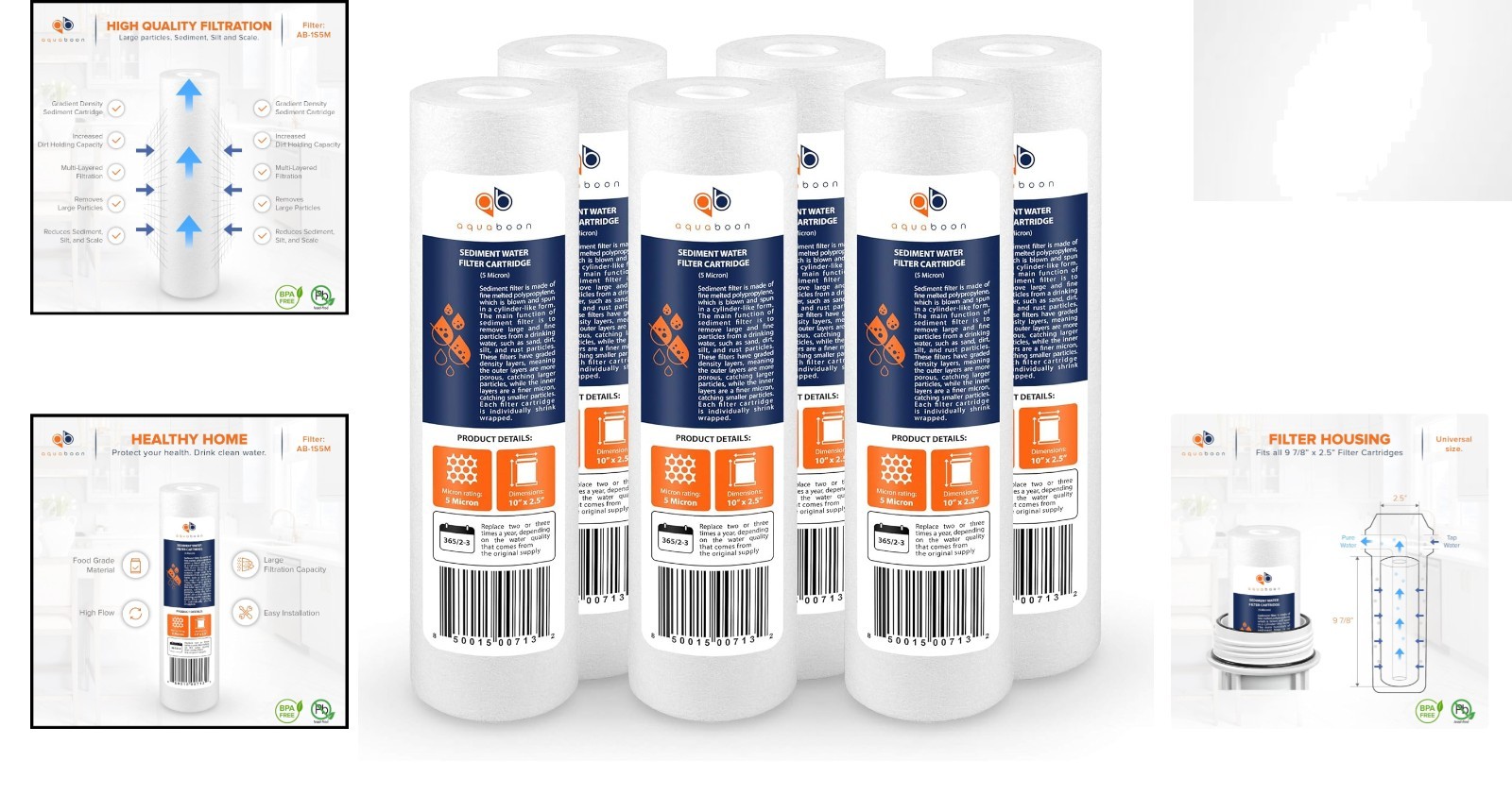 Ansi Certified 5 Micron Sediment Filter – 10×2.5 Inch – 6 Count Replacement