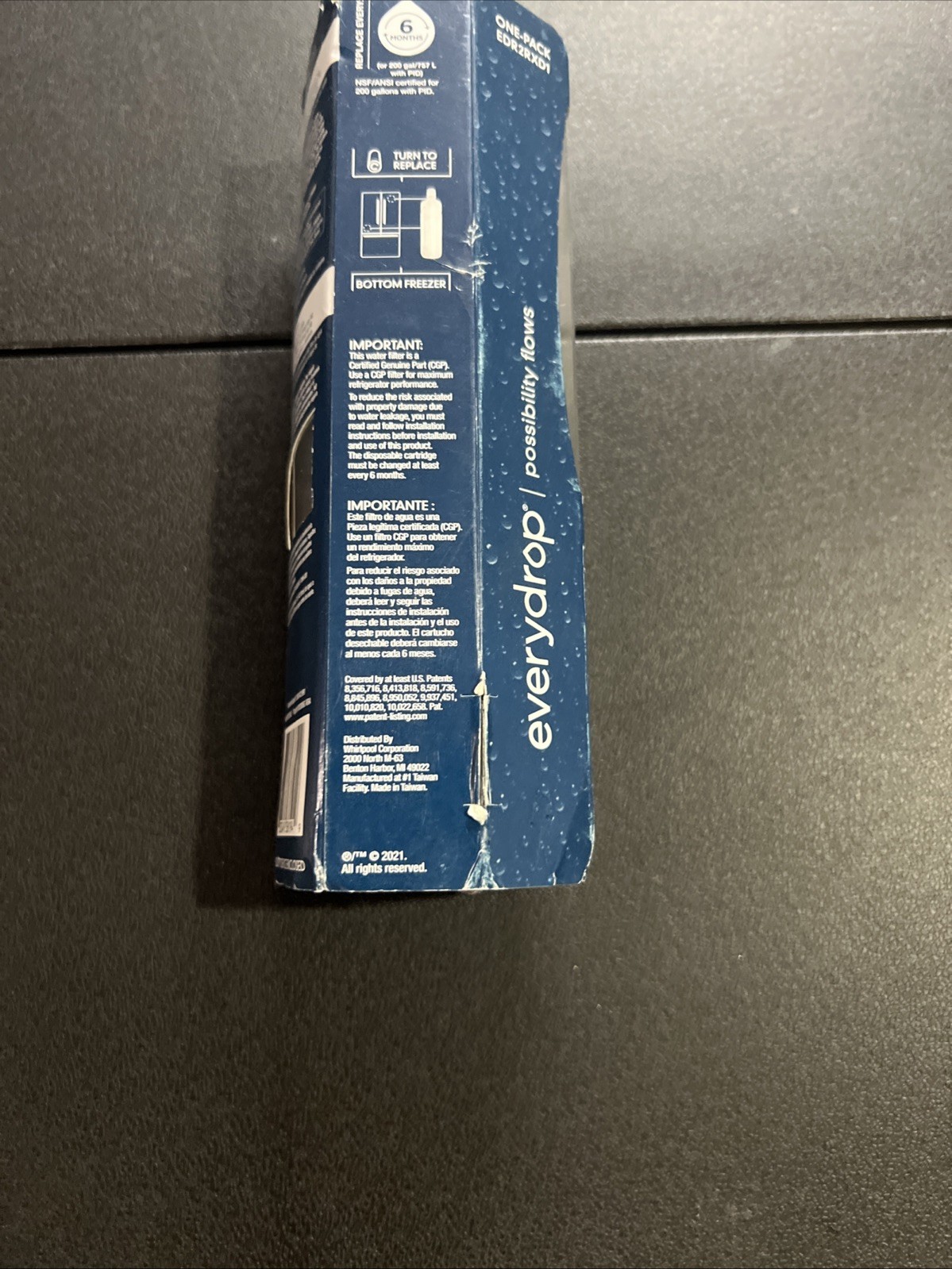 EveryDrop 2 Ice And Water Refrigerator Water Filter ΕDR2RXD1 White Orange New