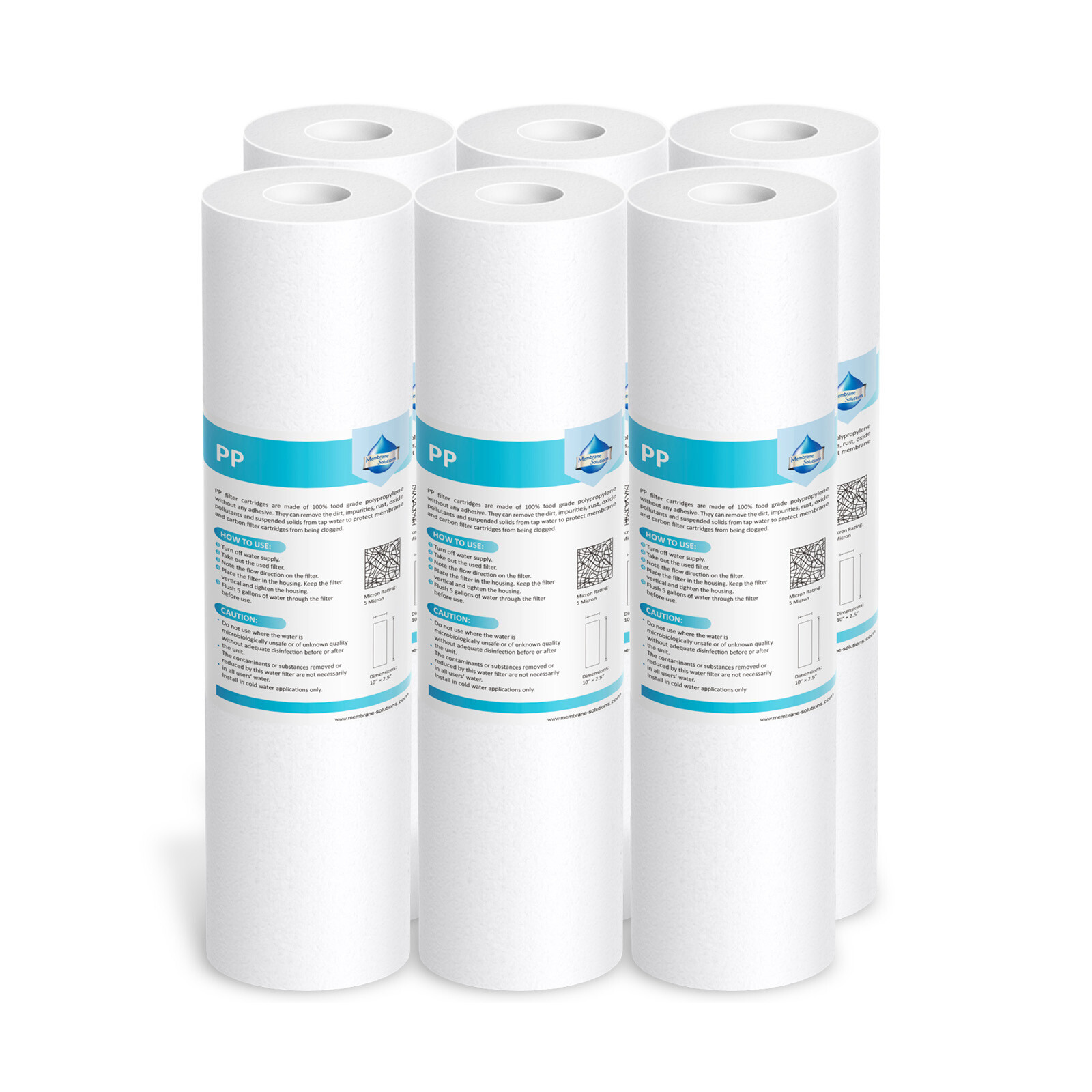 6 Pack 1/5/10/20/25/50 Micron 10″x2.5″ Sediment Water Filter Whole House Replace