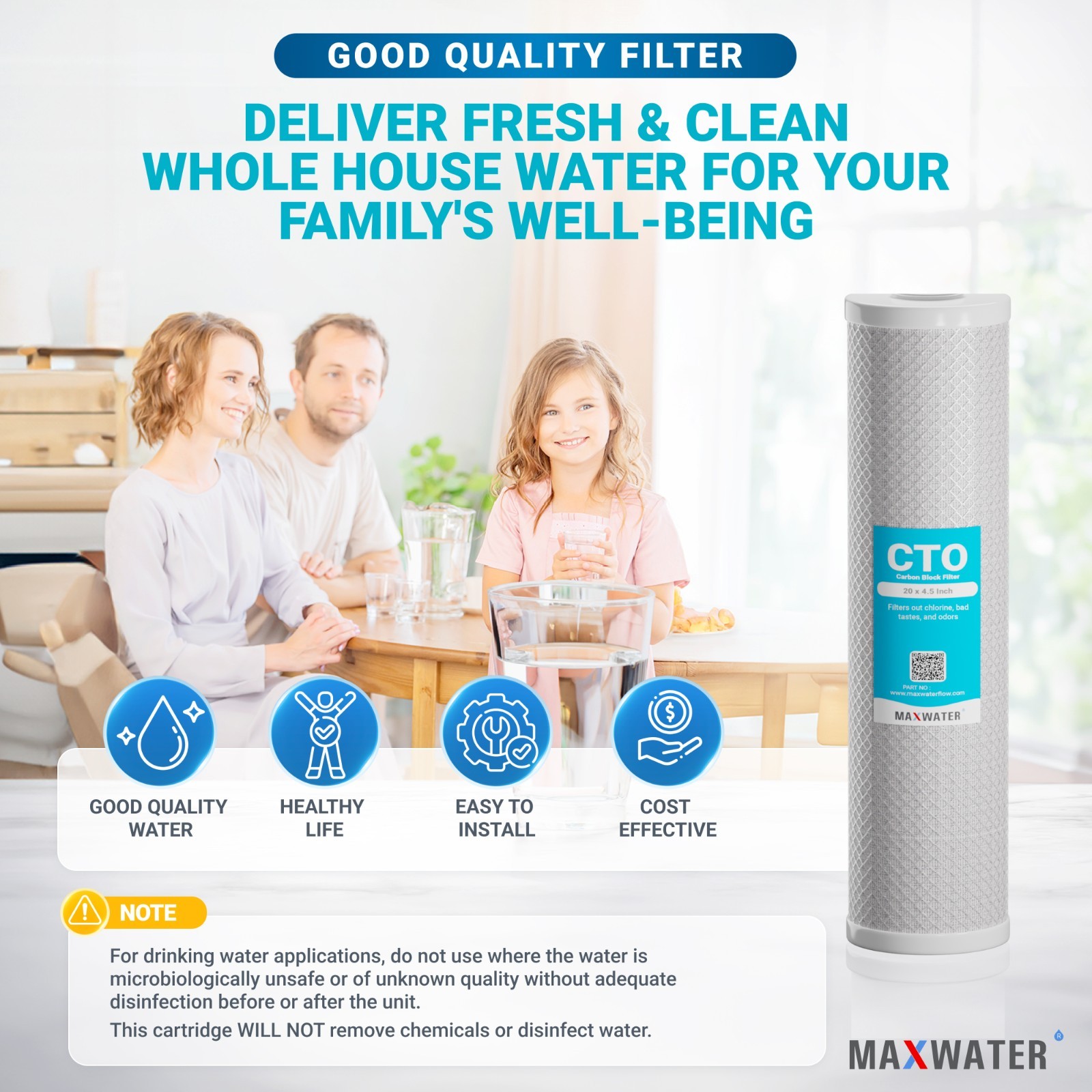 4 pcs Big Blue CTO Carbon Block Water Filters 20″ x4.5 Whole House Cartridges