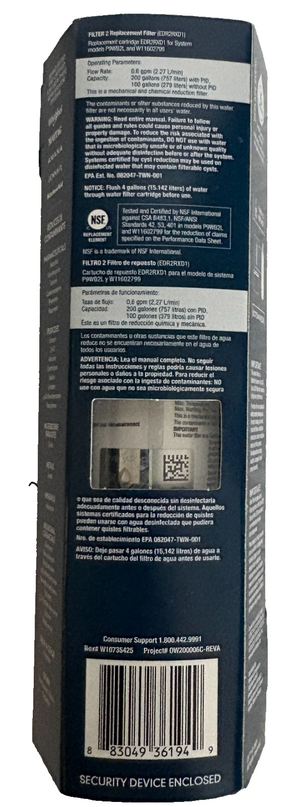 Refrigerator Filter 2 – EveryDrop Ice and Water Filter by Whirlpool, Single