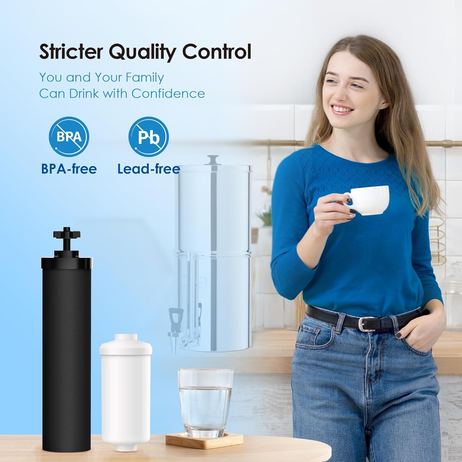 Waterdrop NSF/ANSI 42&372 Standard Gravity Water Filter, Replacement for Berkey®