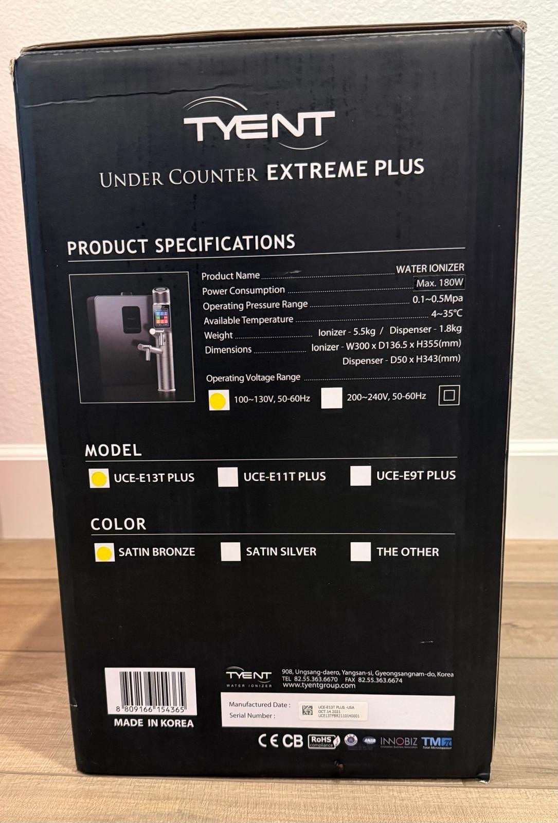 Tyent Under Counter Extreme Plus UCE-E13T Plus – Alkaline Water Ionizer