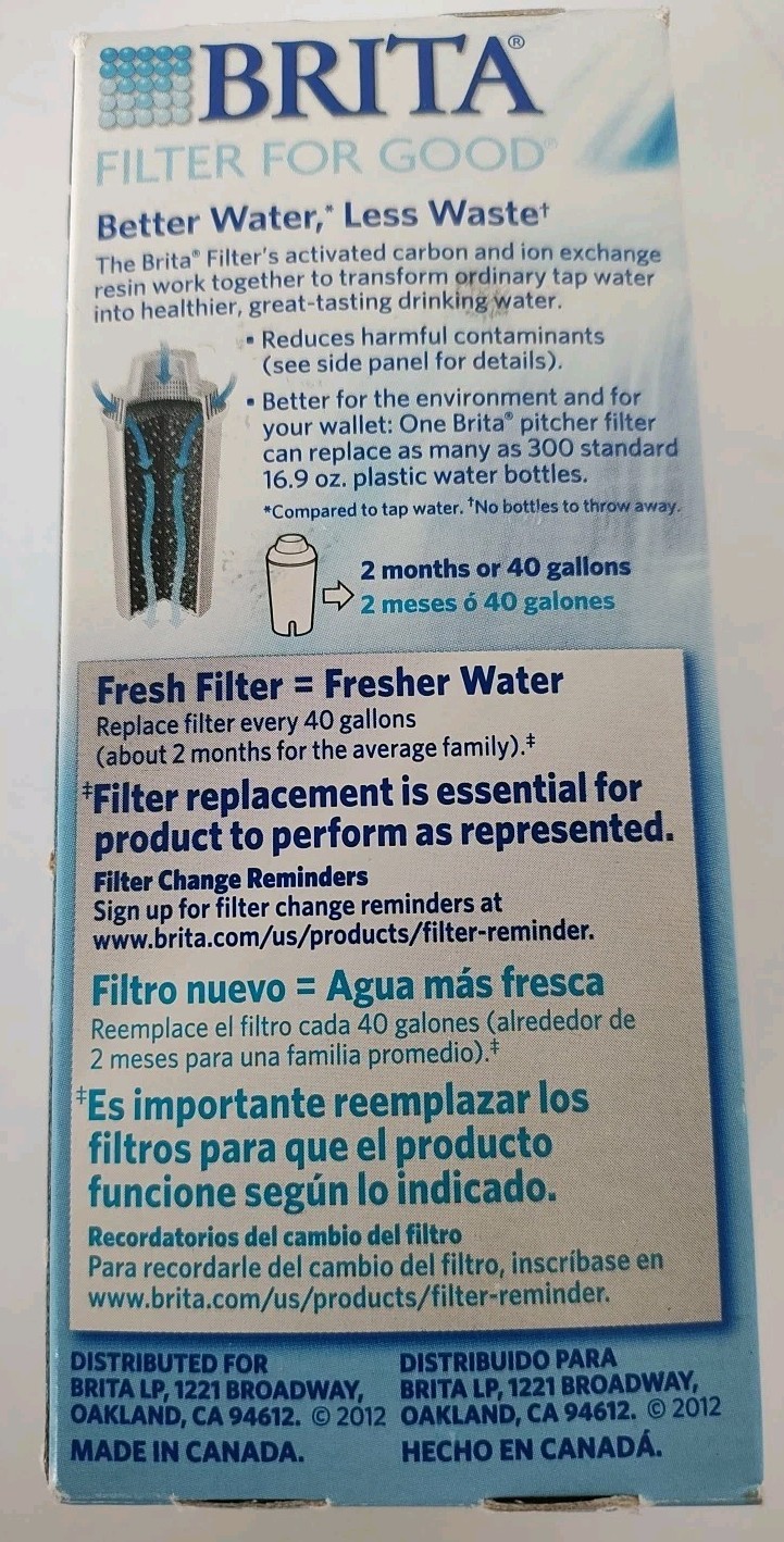 SEALED 2 Pack- Brita Water Replacement Filter 4 Pitchers 40gal Ea Reduce Metals