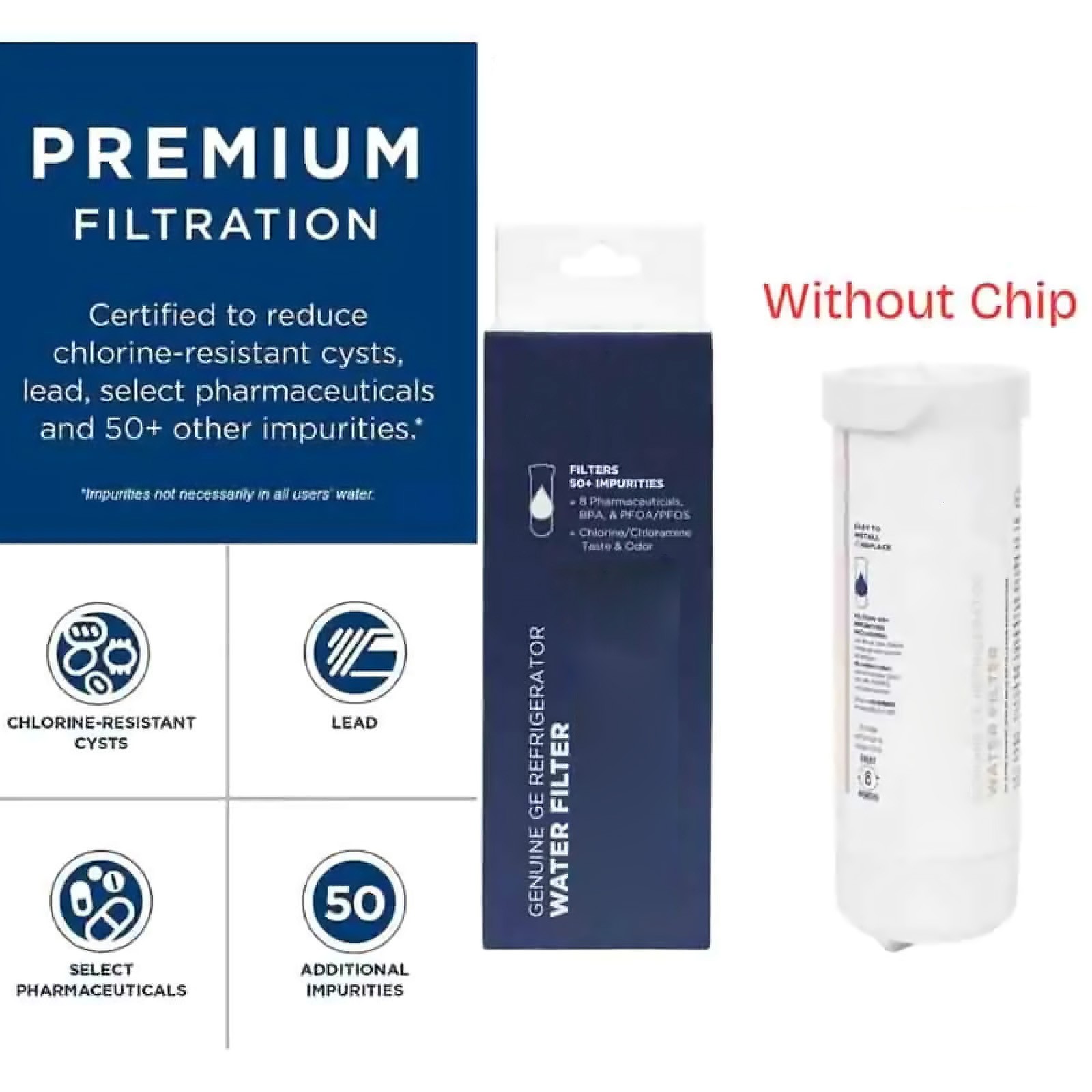 For GE XWFE Refrigerator Water Filter No Chip Replacement Cartridge Included