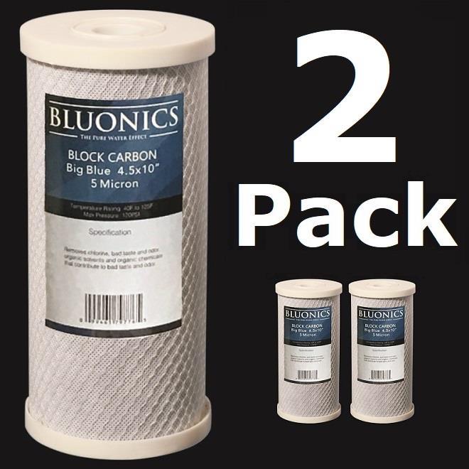 Bluonics 2-PK Carbon Block 10 x 4.5″ Whole House Charcoal Water Filters 5 Micron