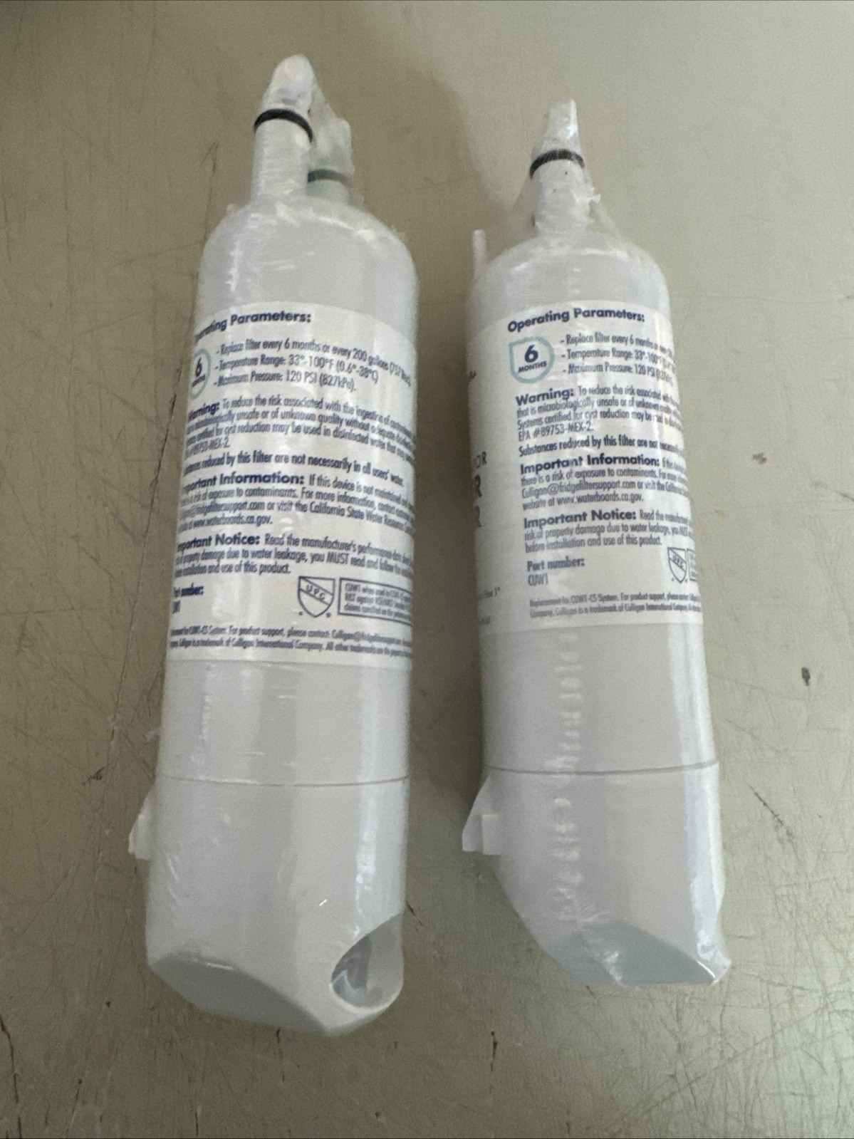 Lot of 2 – Culligan CUW1 Refrigerator Water Filter – Whirlpool Everydrop