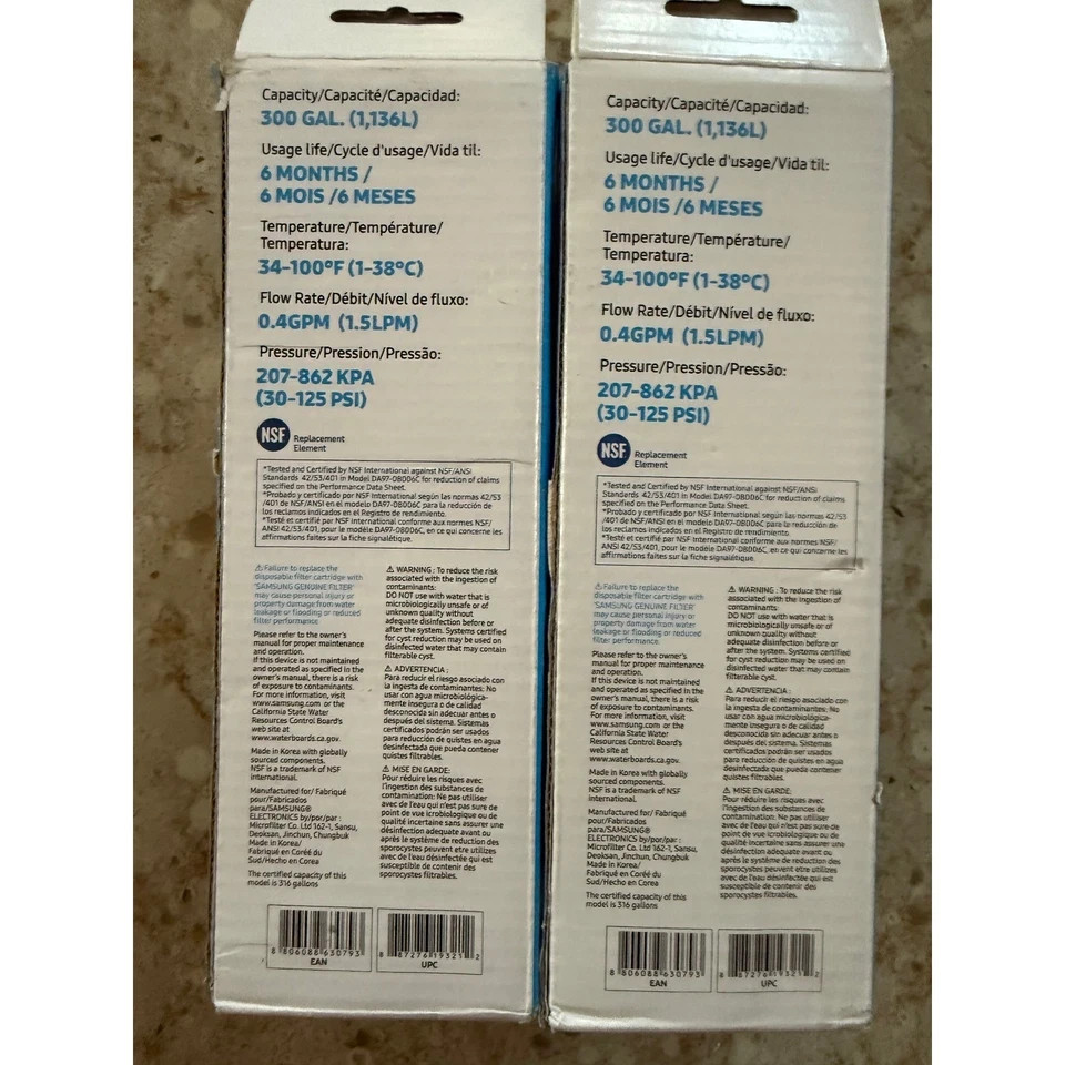 Samsung Refrigerator Water Filter HAF-QIN/EXP DA97-17376B Lot of 2 Genuine