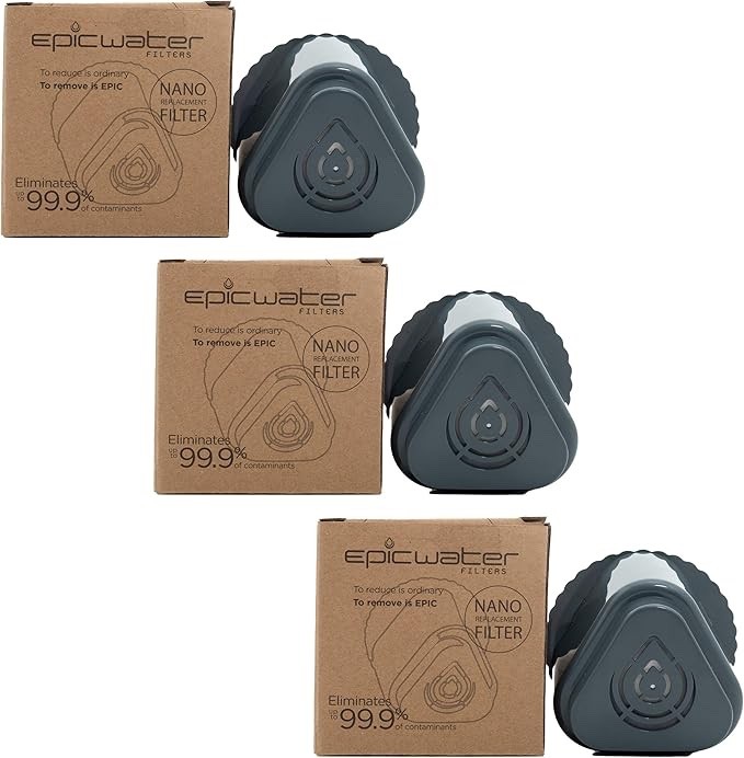 Epic Water Filters 3 Pack | Replacement Nano Pitcher | Removes Bacteria, Virus,