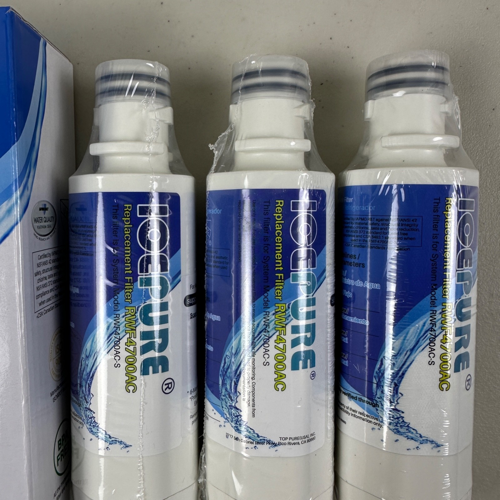 3 PACK ICEPURE ADQ747935 RWF4700AC Water Filter Replacement for LG LT1000P