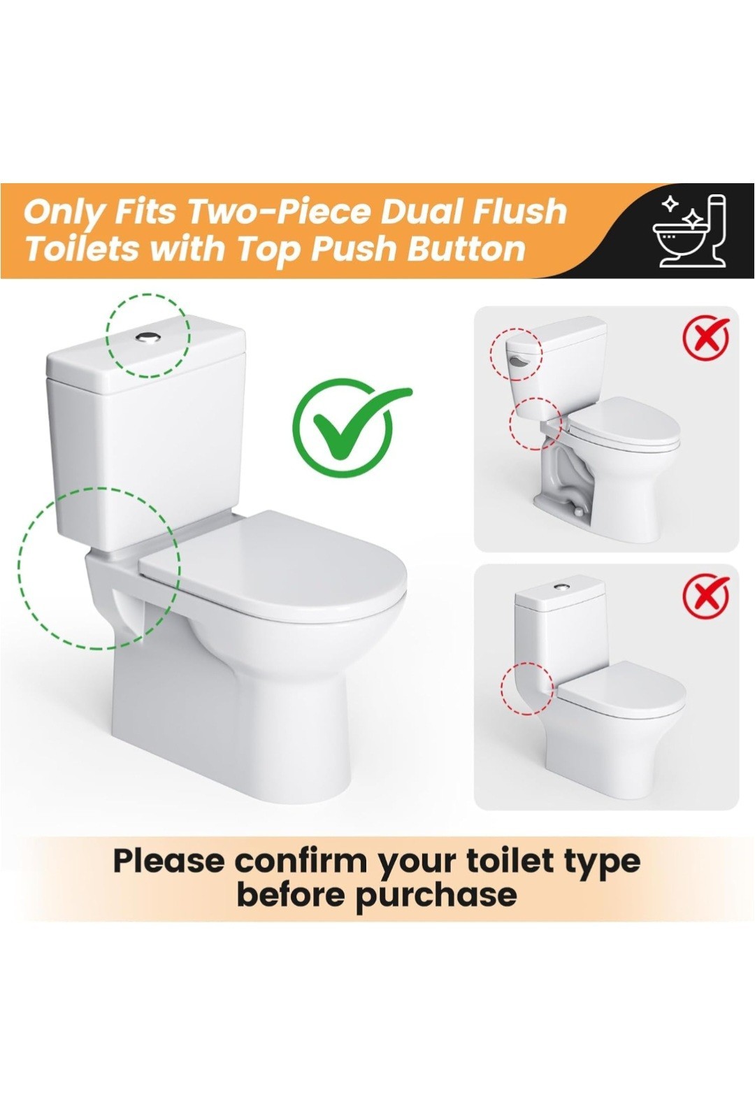 2 Inch Toilet Dual Flush Valve, Fill Valve, Push Button. Toilet Repair Kit, …