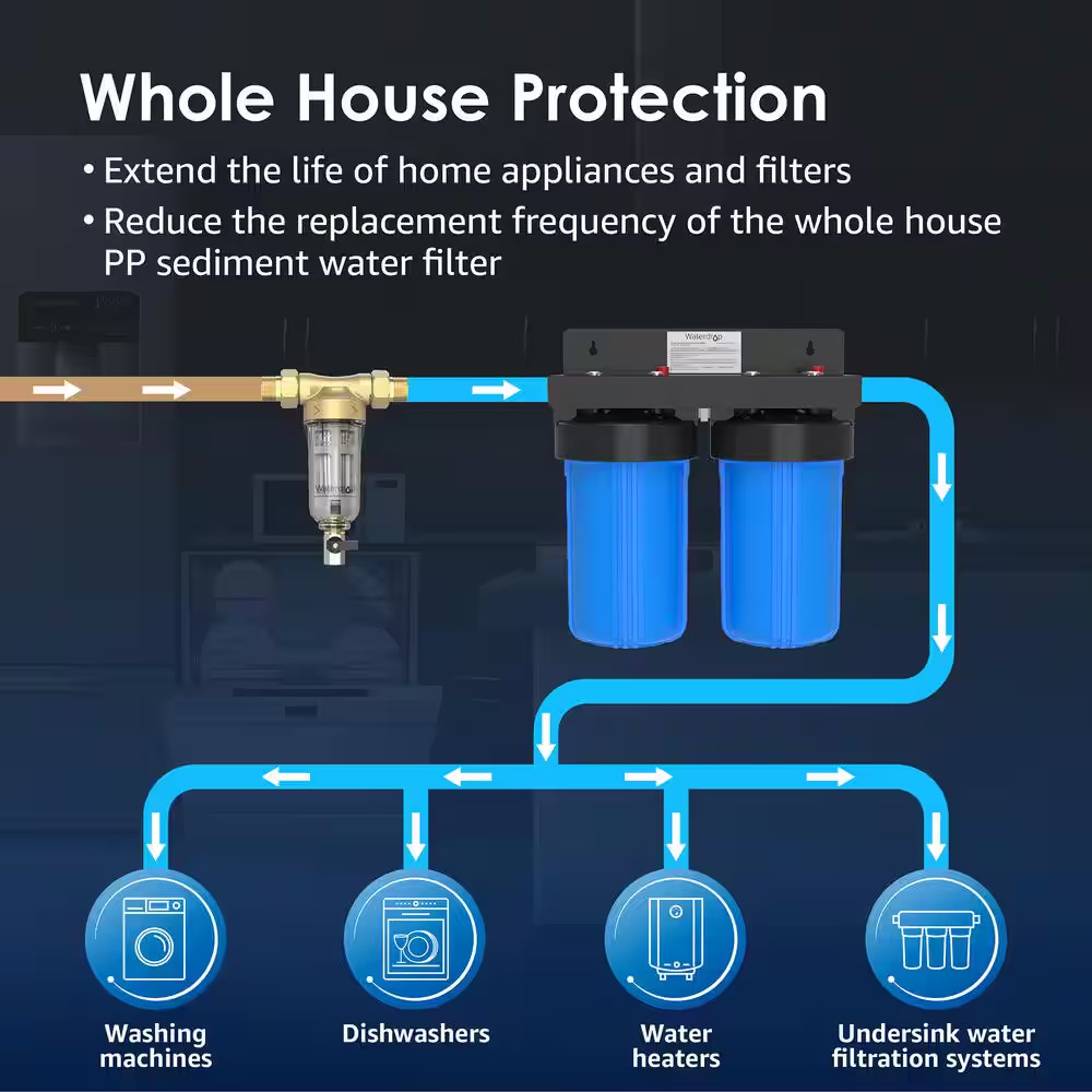 Whole House Spin down Sediment Water Filtration System, 20 GPM, 1 In. MNPT and 3