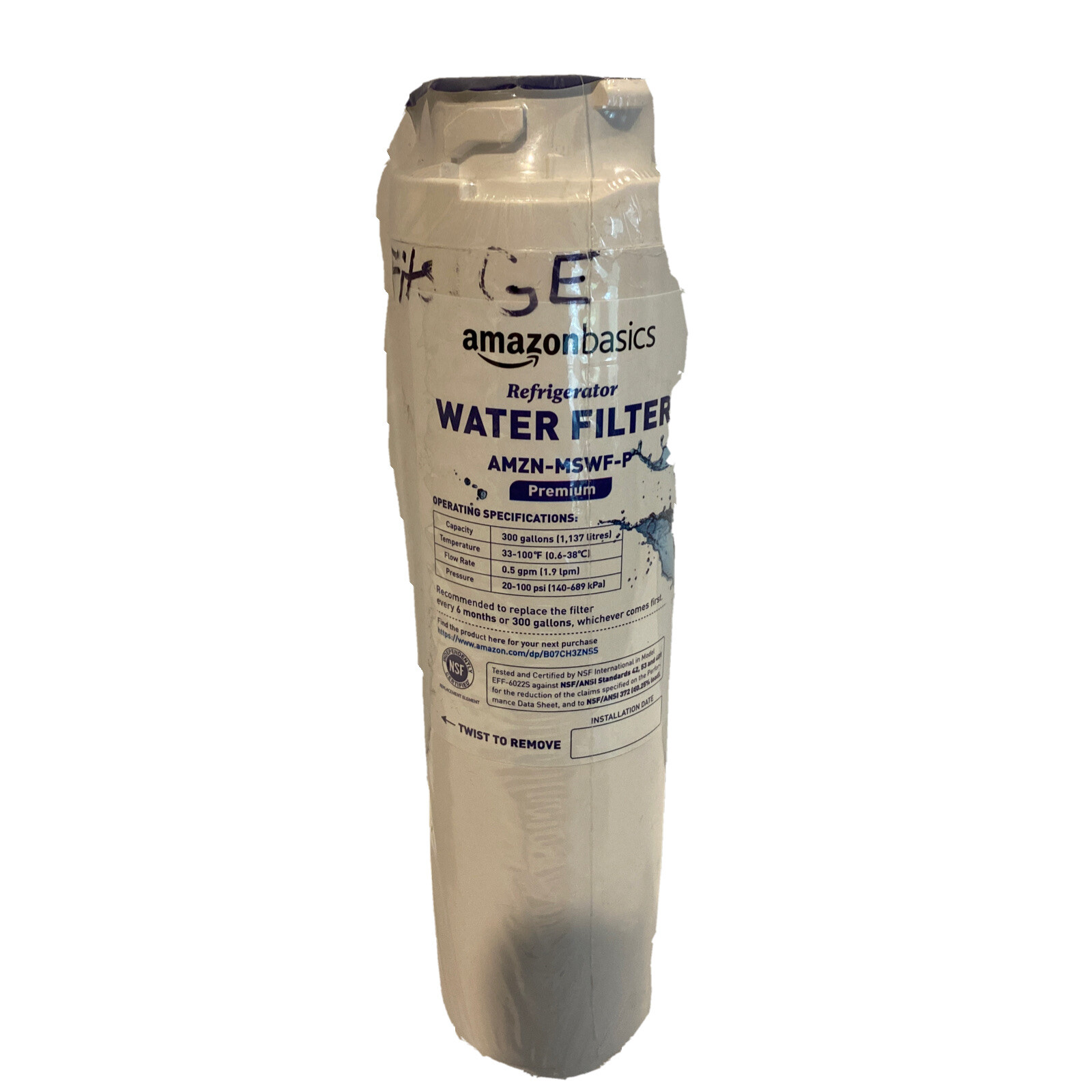 Amazon Basics AMZN-MSWF-P Premium MSWF Water Filter For GE NEW FREE SHIPPING