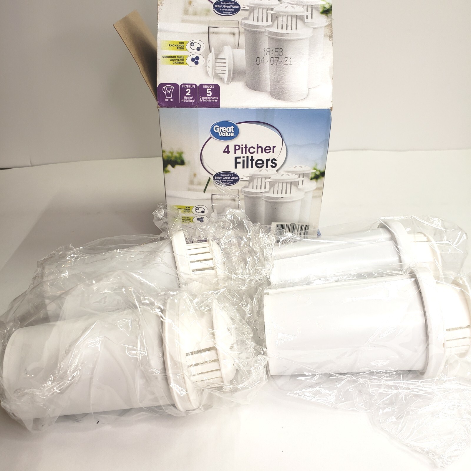 Great Value Universal Pitcher Filter 4 Pack-40 gal per Cartridge Fits Brita New