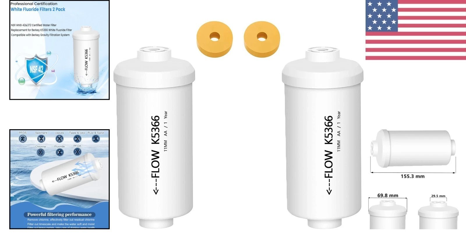 Reliable Fluoride & Arsenic Filter Replacement for Berkey – 2 Pack NSF Approved