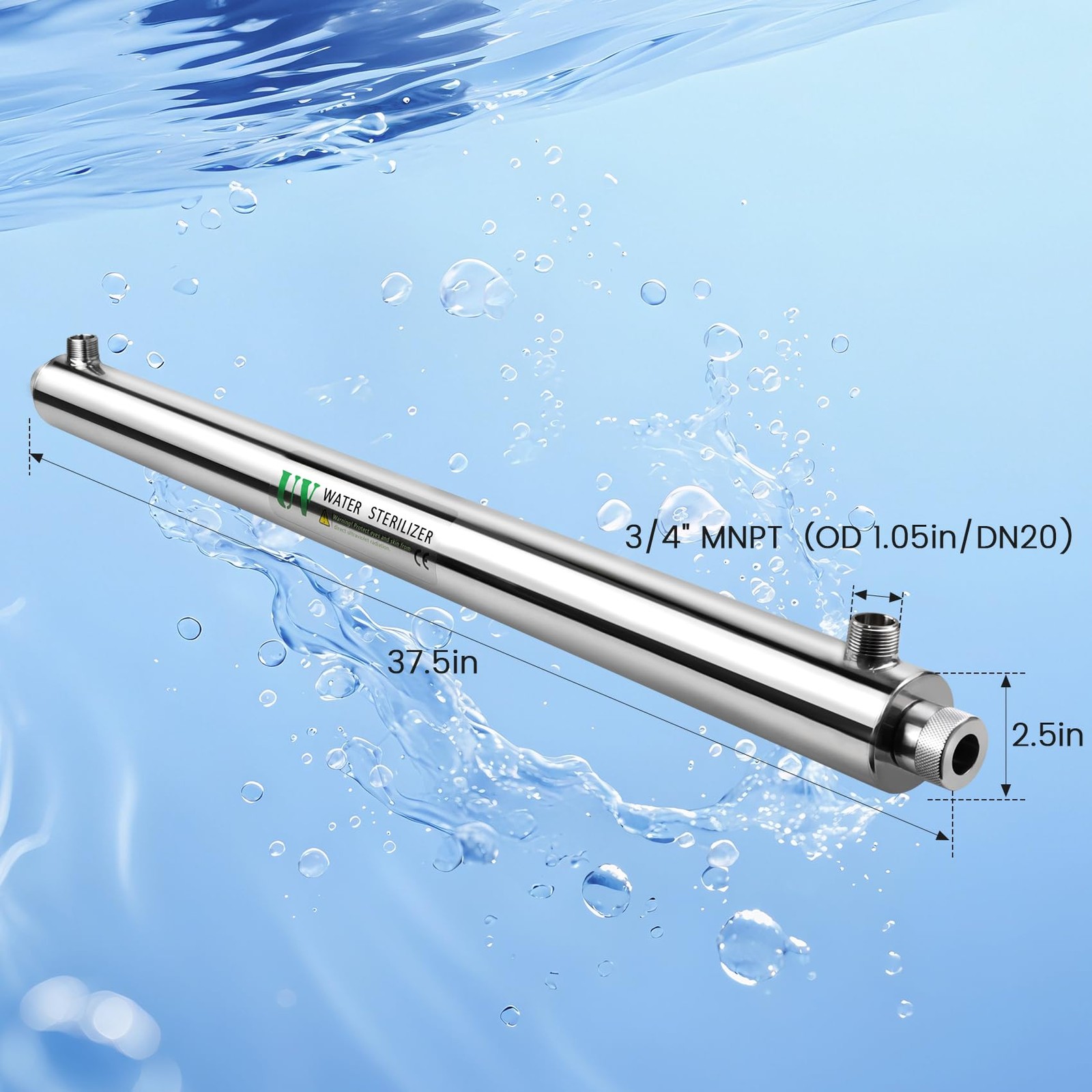 12 GPM Whole House UV Water Filter，uv Light Water Purifier with 1 Extra UV Tu…