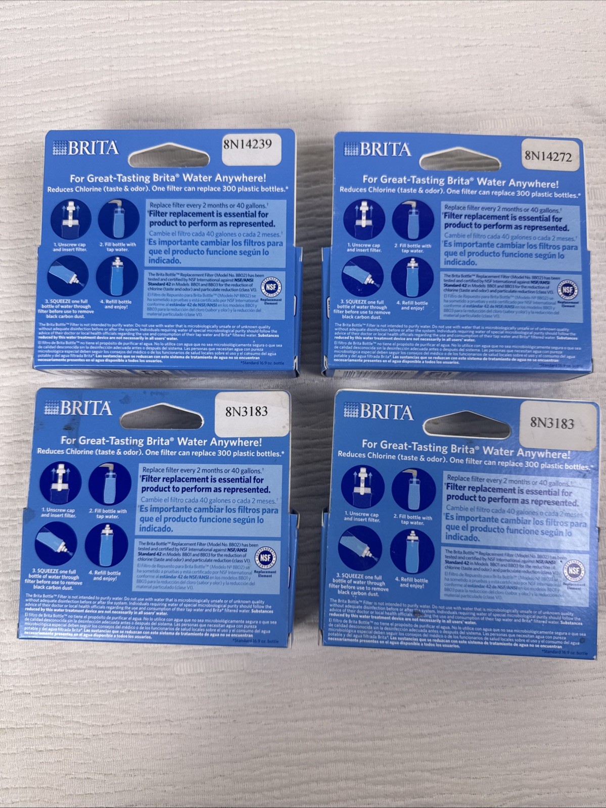 Brita Soft Squeeze Water Bottle Replacement Filters 4 packs of 2 Filters Sealed