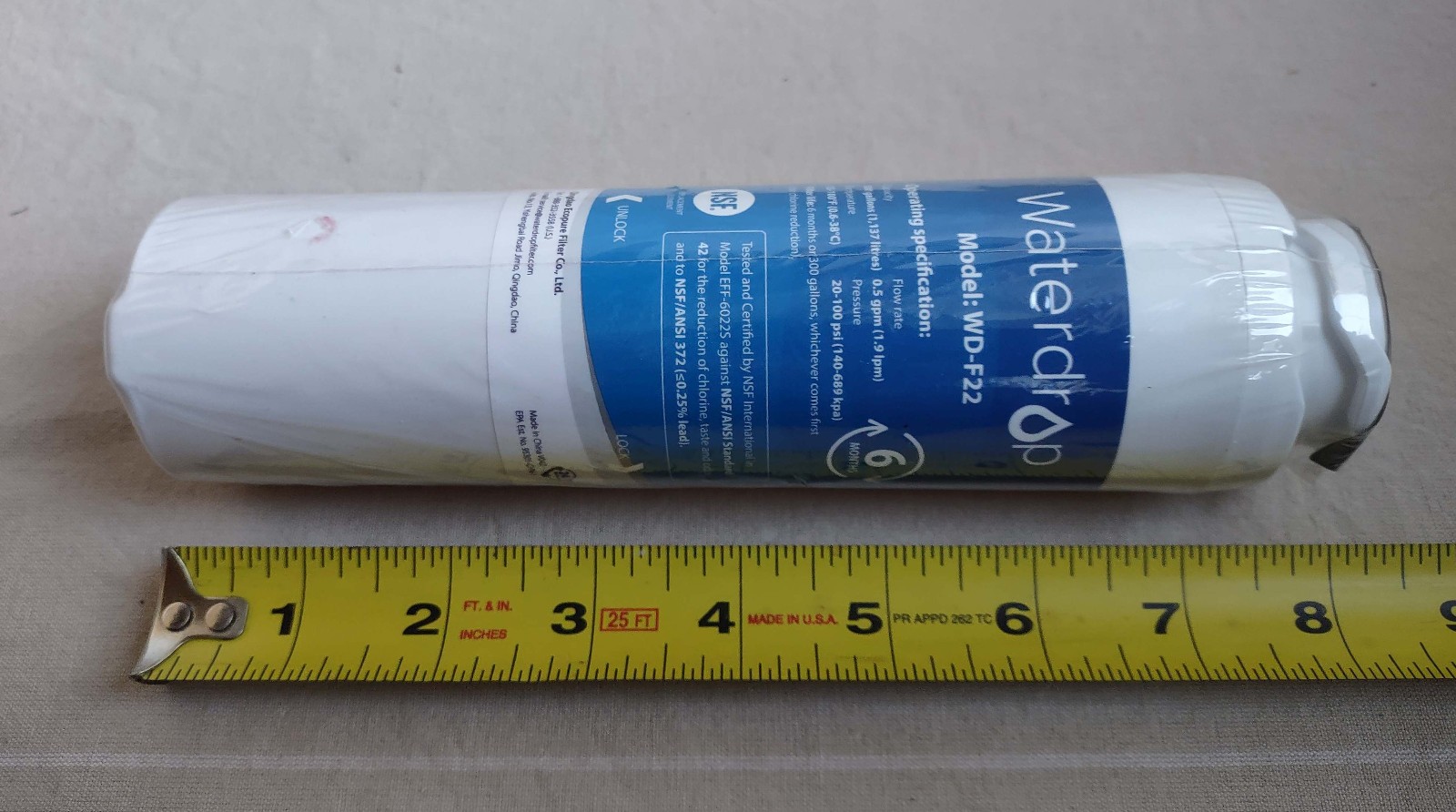 Waterdrop WD-F22 Replacement For GE MSWF Refrigerator Water Filter, NEW Sealed