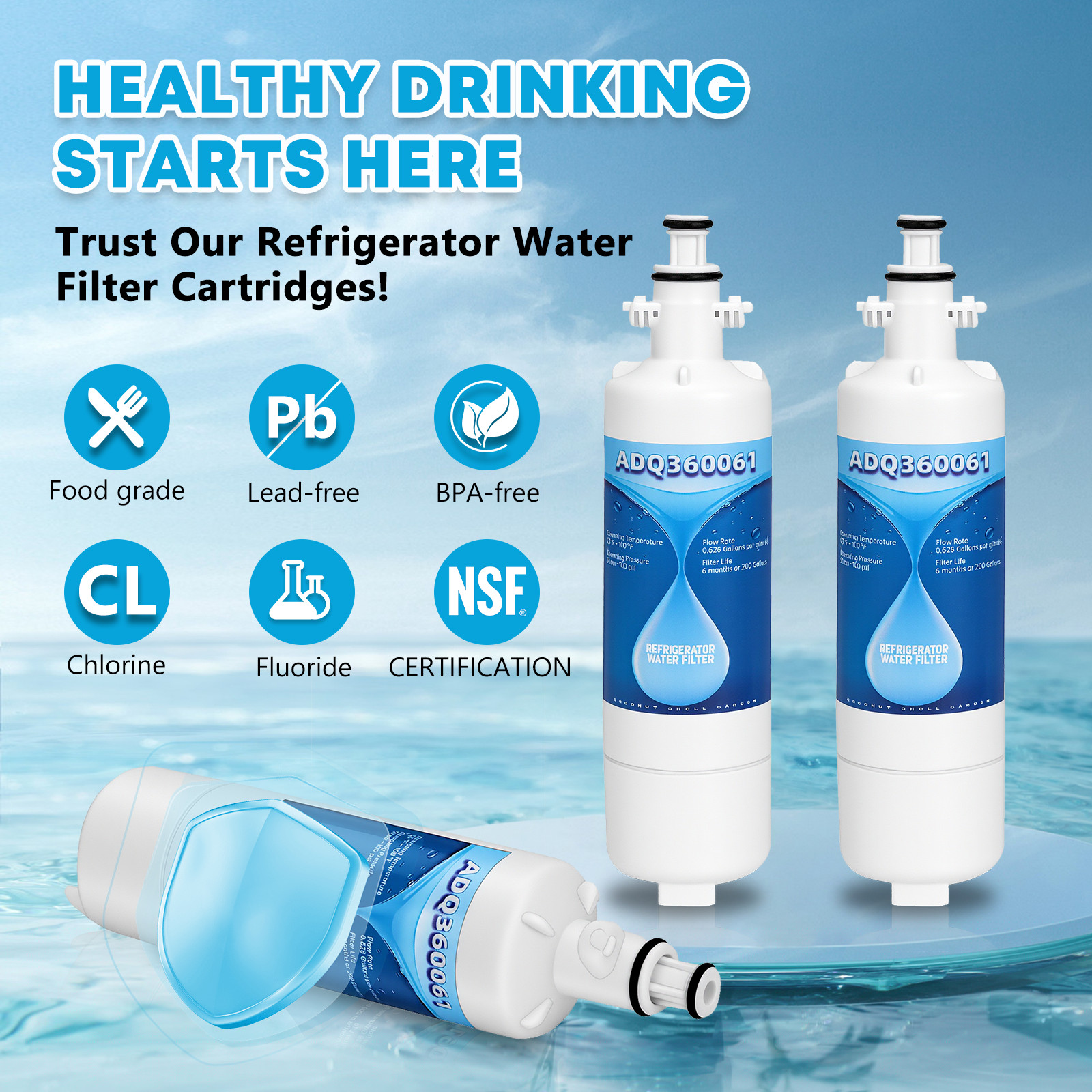 ADQ36006101-2andLT120F-3 Replacement for LG LT700P Refrigerator Water Filter