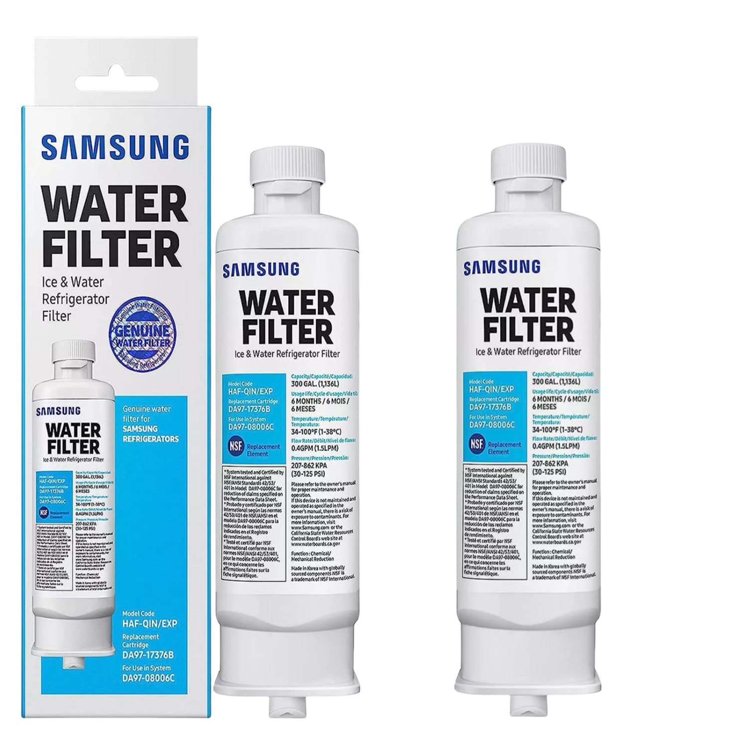 2-8PK Genuine Samsung DA97-17376B HAF-QIN/EXP REFRIGERATOR Water Filter US NEW