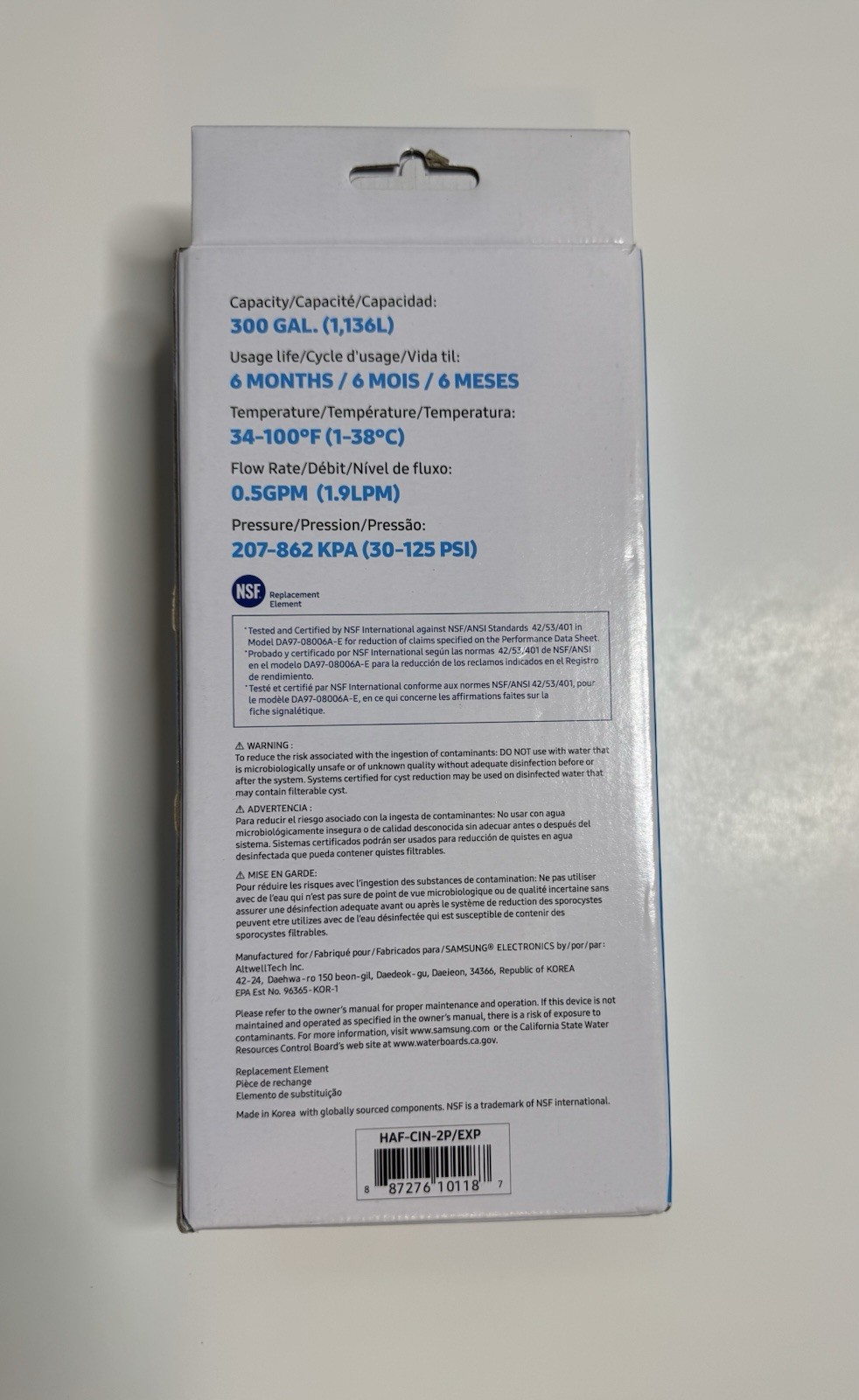 Samsung Refrigerator Water Filer – HAF-CIN-2P/EXP