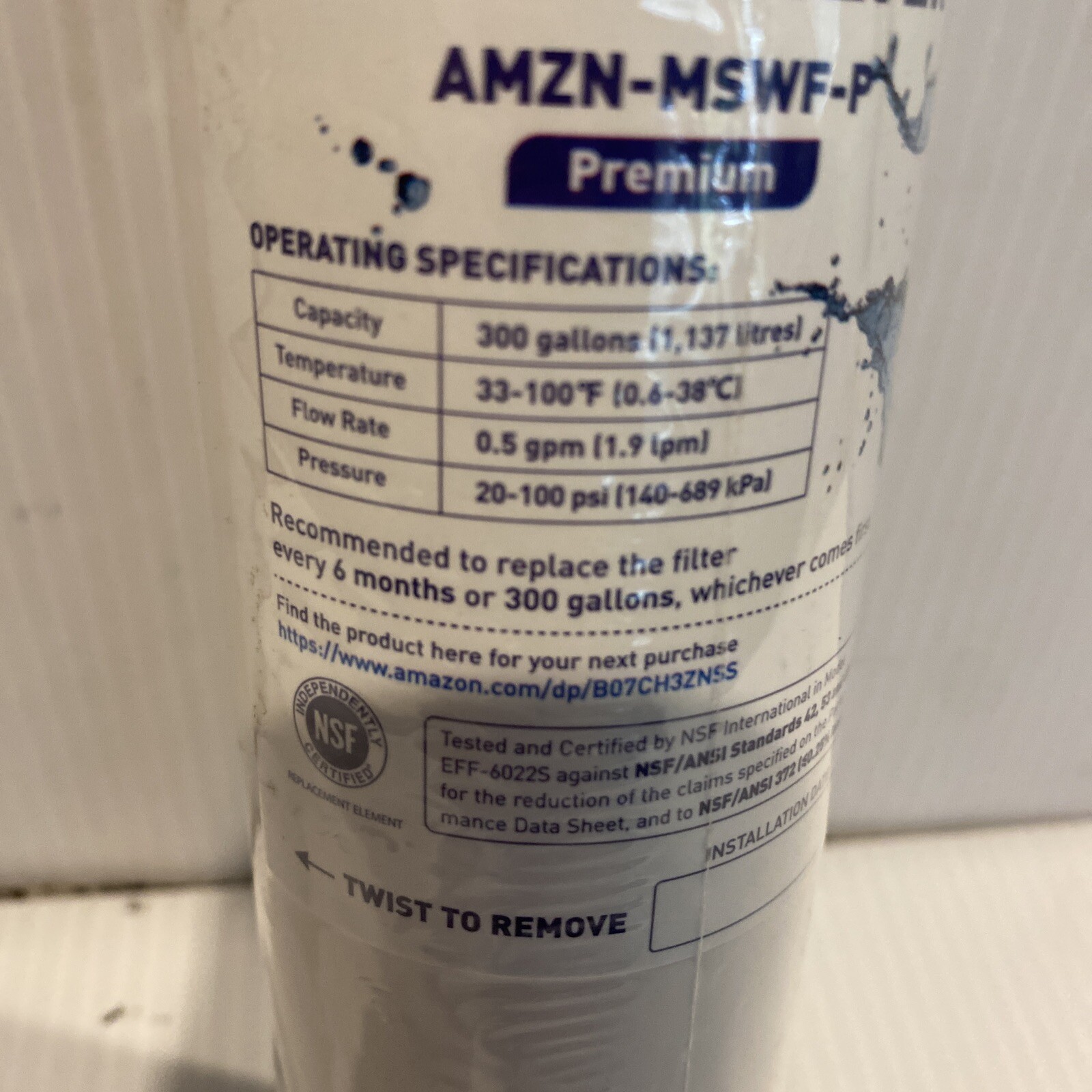 Amazon Basics AMZN-MSWF-P Premium MSWF Water Filter For GE NEW FREE SHIPPING