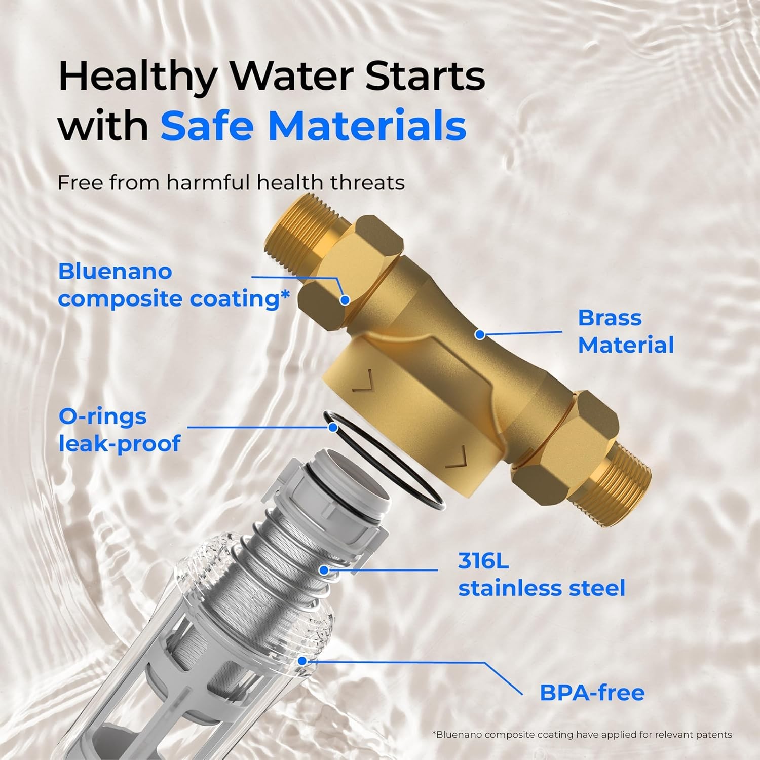 Waterdrop Spin Down Sediment Filter, Backwash Whole House System, 50μm+200μm