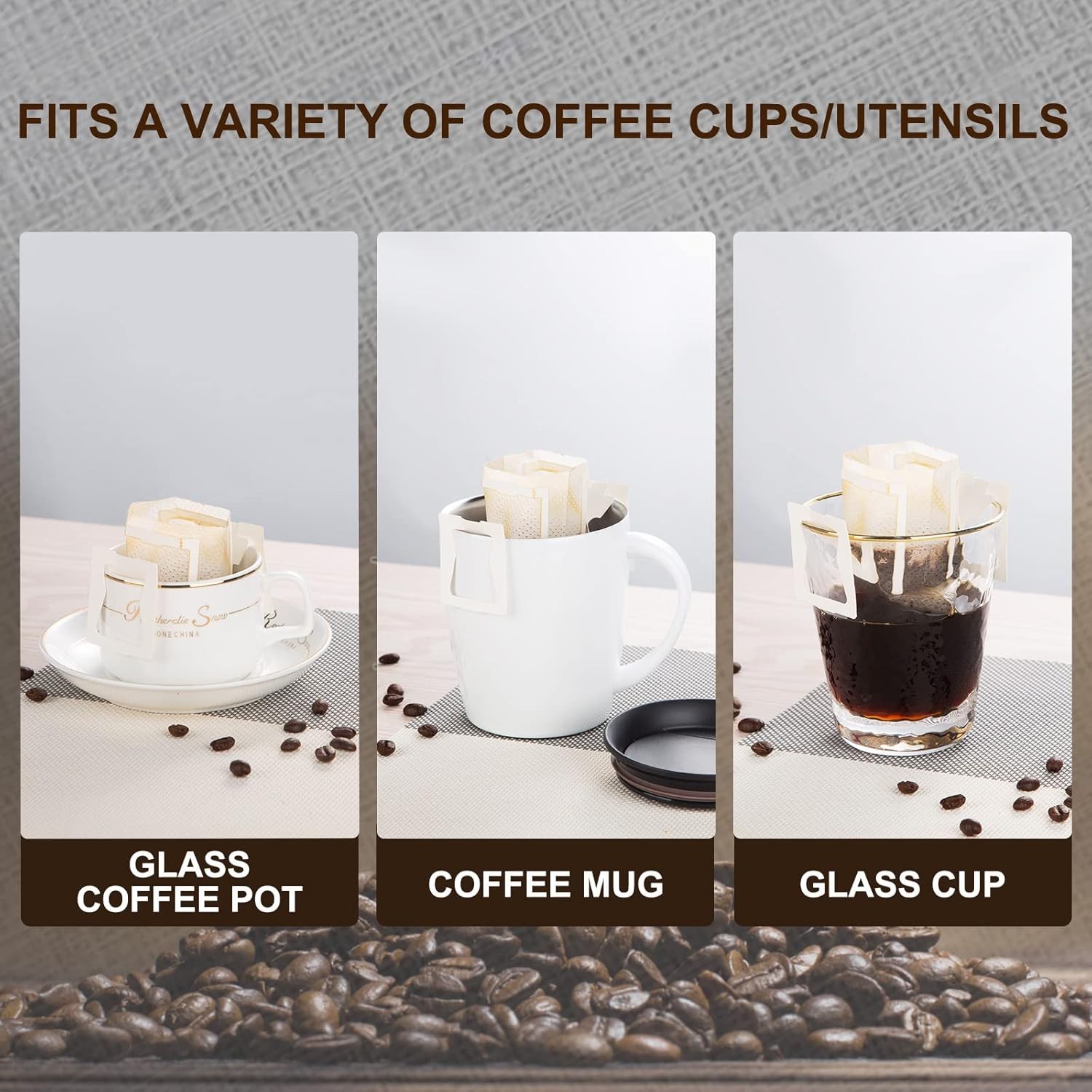 PARACITY 50Pcs Portable Coffee Filter Bag with Hanging Ear Design, White