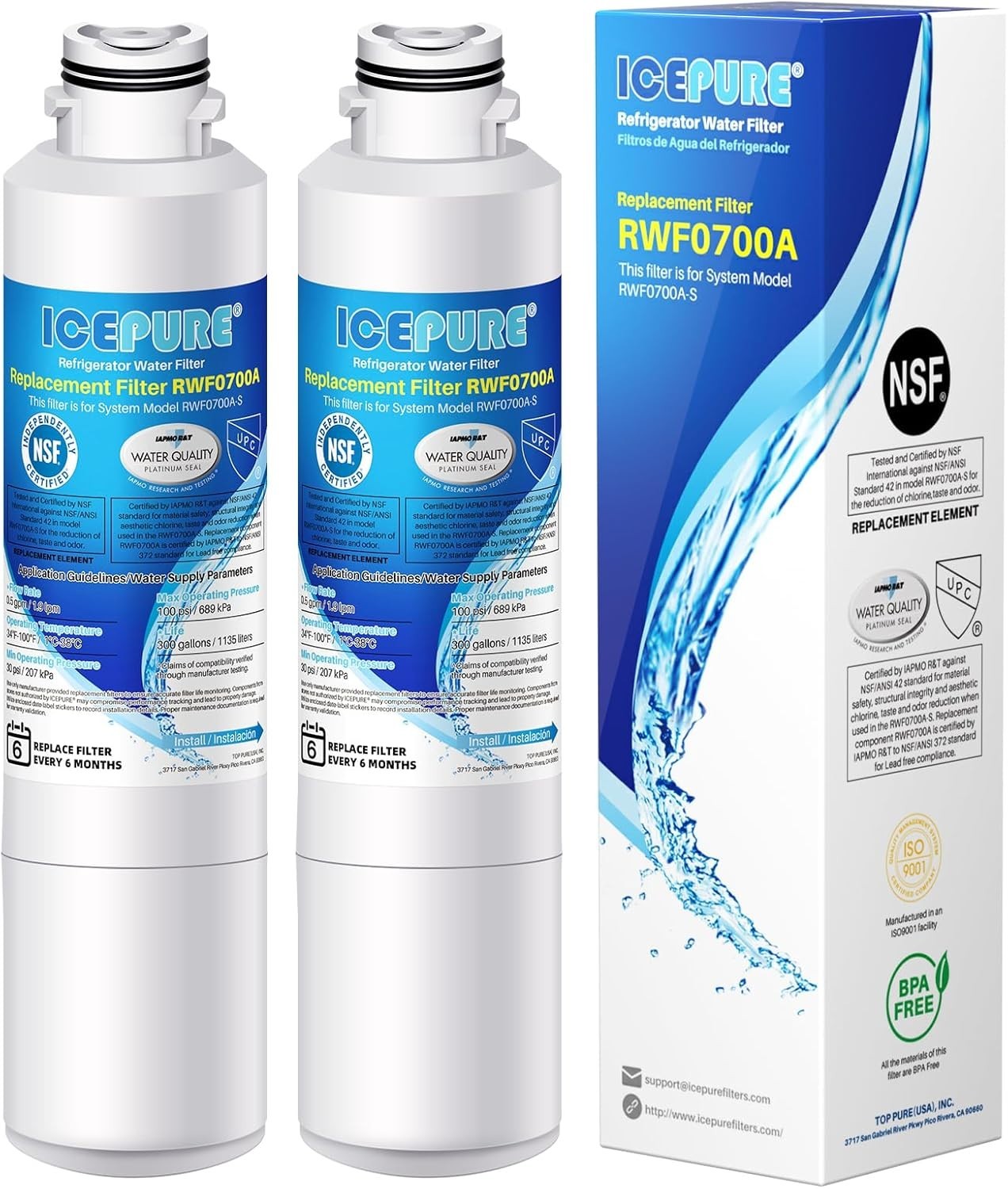 NEW! 2 PACK IcePure RWF0700A Water Filter for DA29-00020B HAF-CIN/EXP RF28HFE