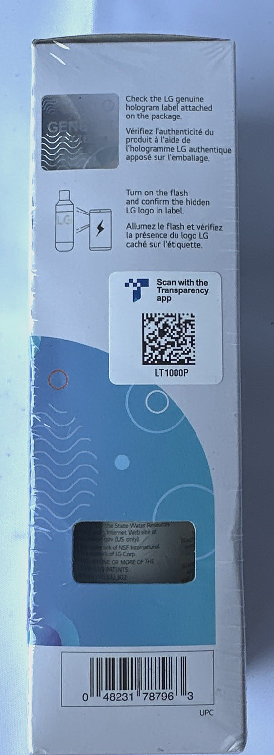 LG Refrigerator Water Filter LT1000P/PC/PCS Genuine NSF Cert. 6 Month Cartridge