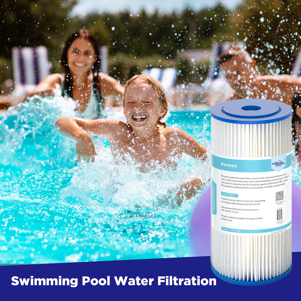 6 Pack 10″x4.5″ Whole House Pleated Sediment Water Filter Cartridge for Big Blue