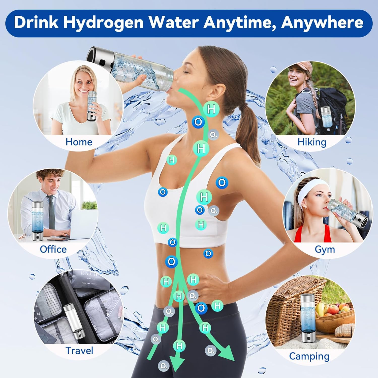 2025 Upgrade Hydrogen Water Bottle Generator, 2 in 1 Hydroh Hydrogen Water Bottl
