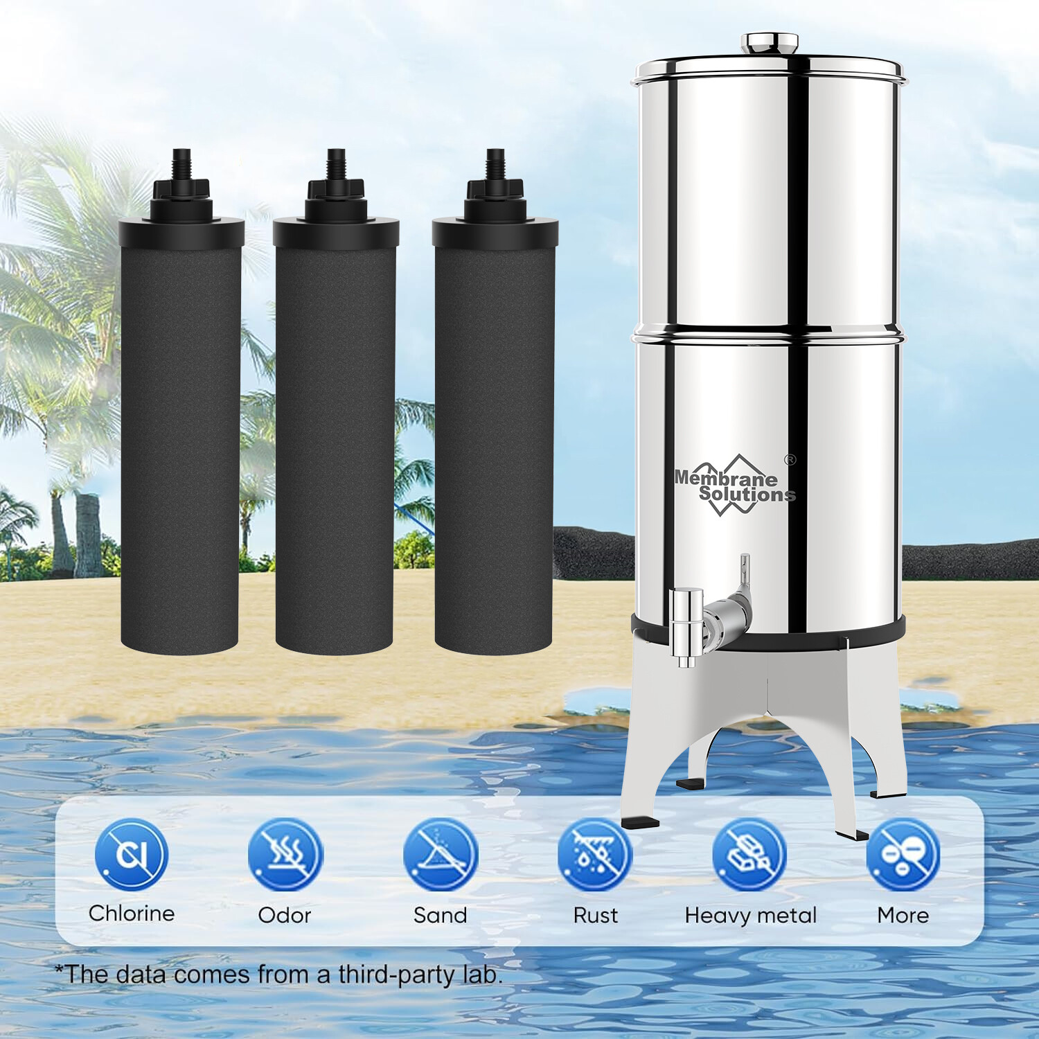 6L Gravity Water Filter Straw Bag Drinking Purifier Outdoor Camping Emergency