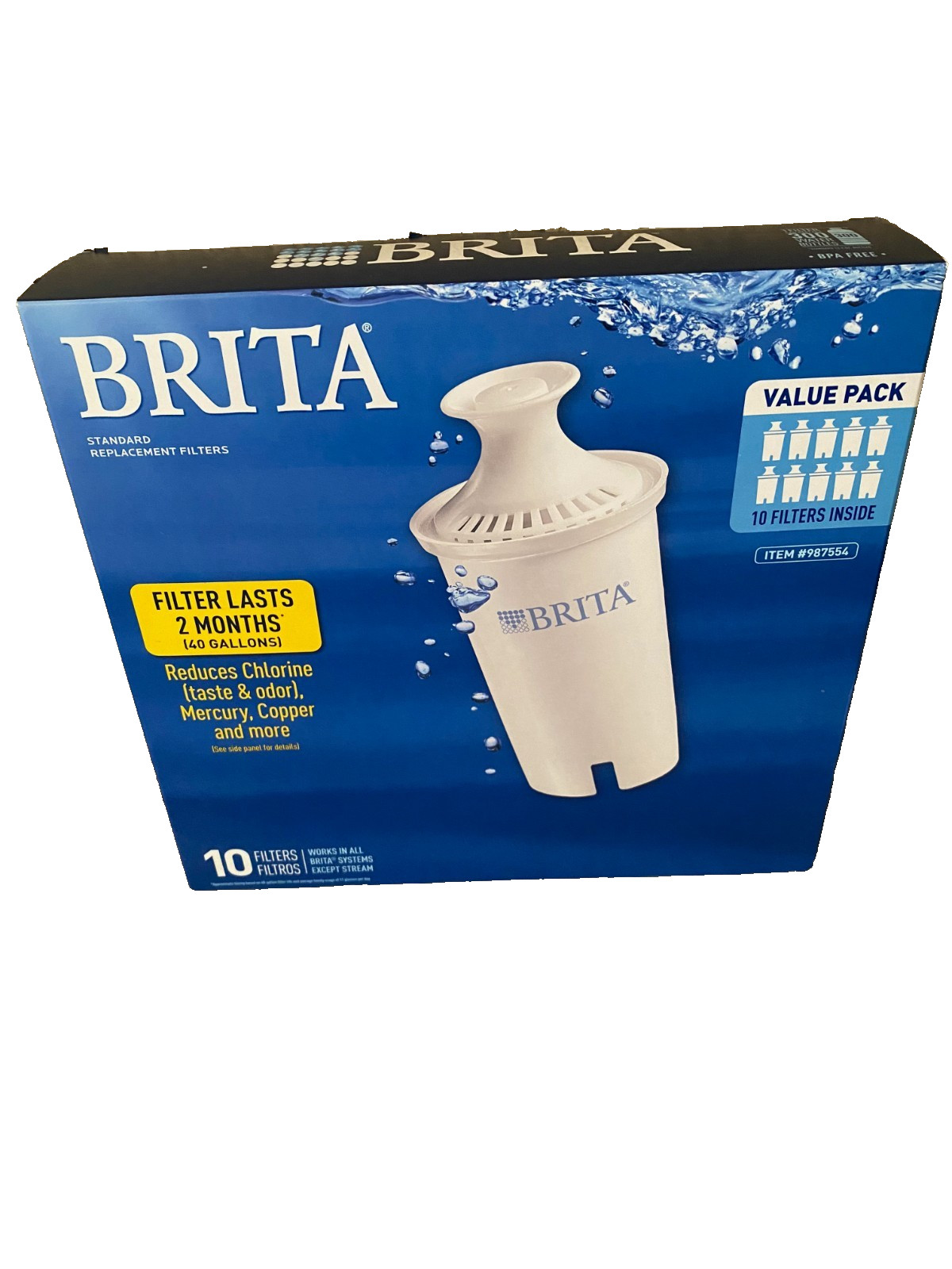 Brita 987554 Pitcher Standard Replacement Filters – 10 Pack Brand New