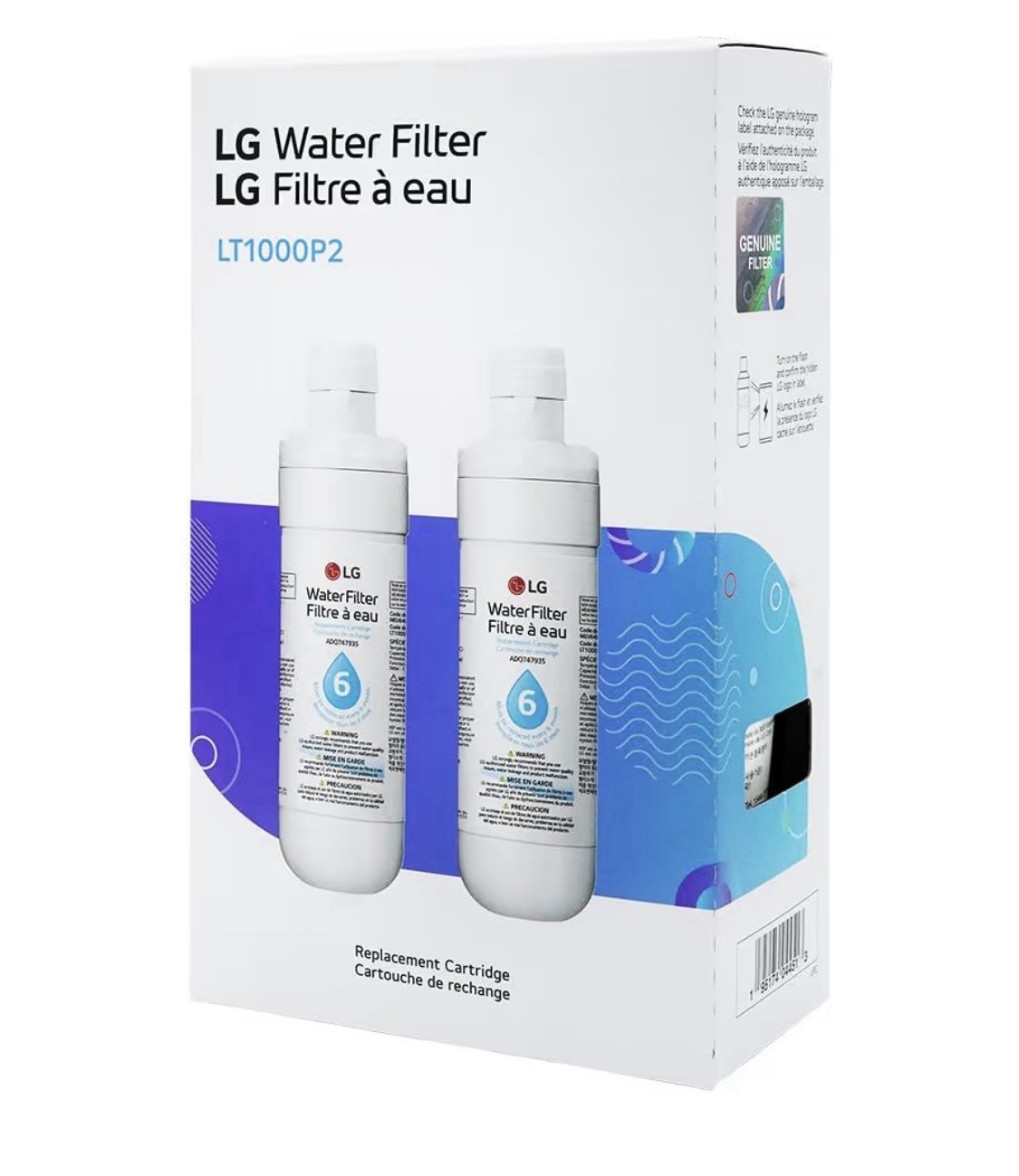 Genuine LG LT1000P2 Refrigerator Water Filter 2-Pack OEM Authentic Sealed – NEW
